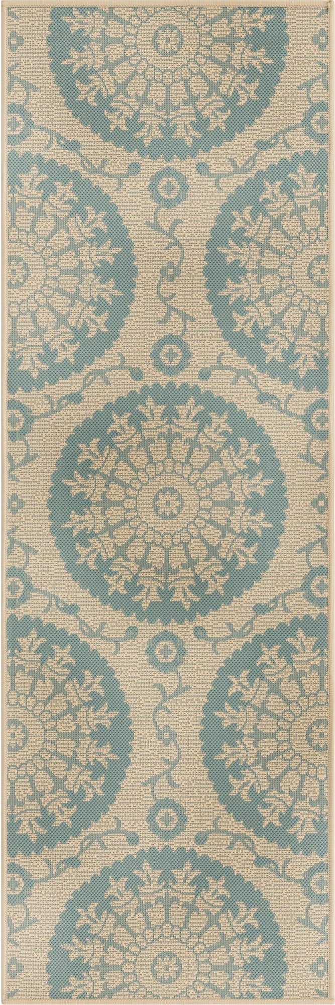  2' 2 x 6'  Washable Botanical Indoor / Outdoor Runner Rug