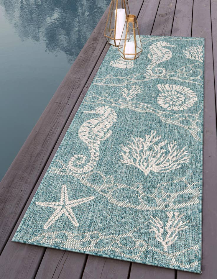 Detail image of  2' x 5' 3  Washable Coastal Indoor / Outdoor Runner Rug