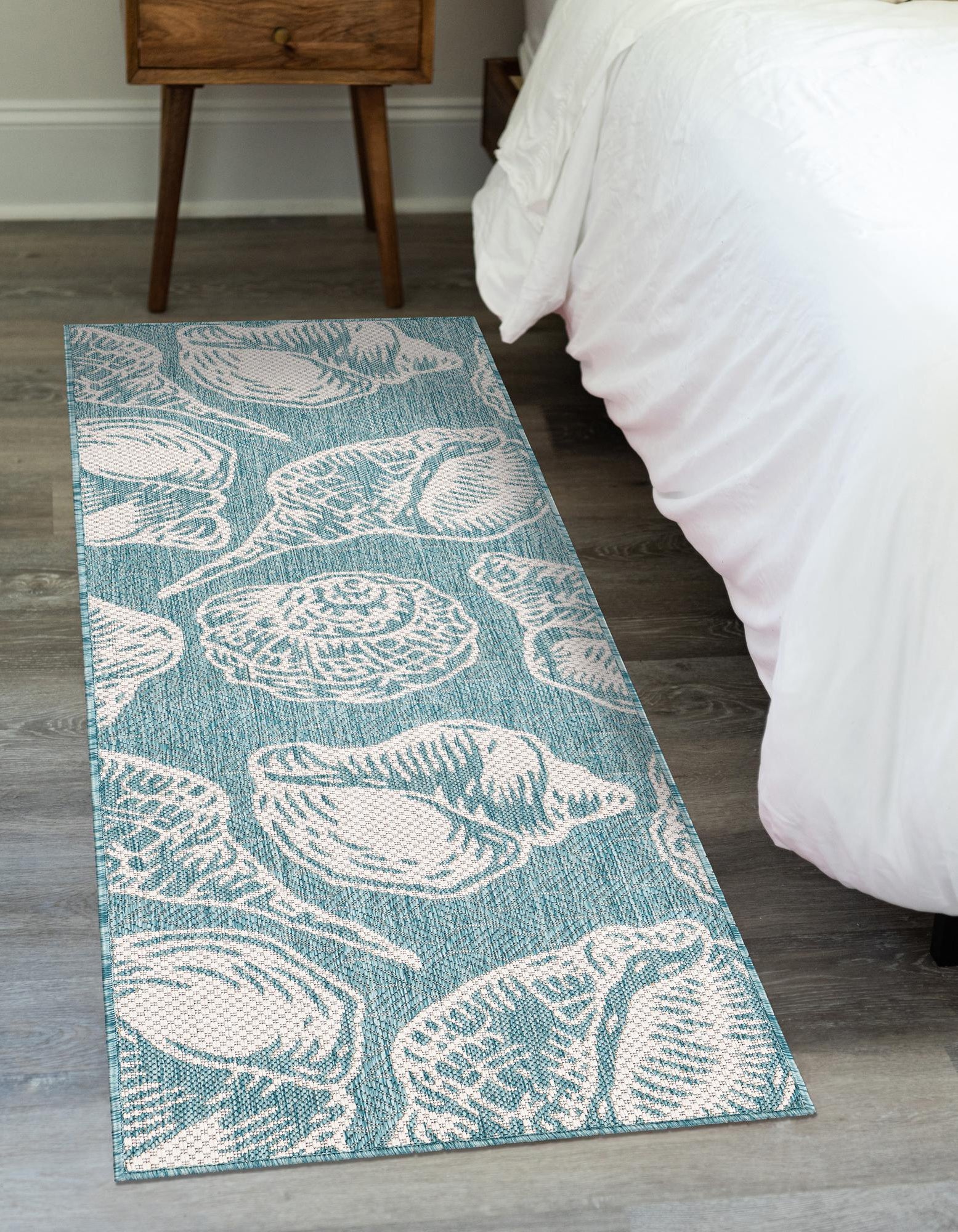 Aqua 2' x 5' Coastal Indoor / Outdoor Runner Rug | Rugs.com