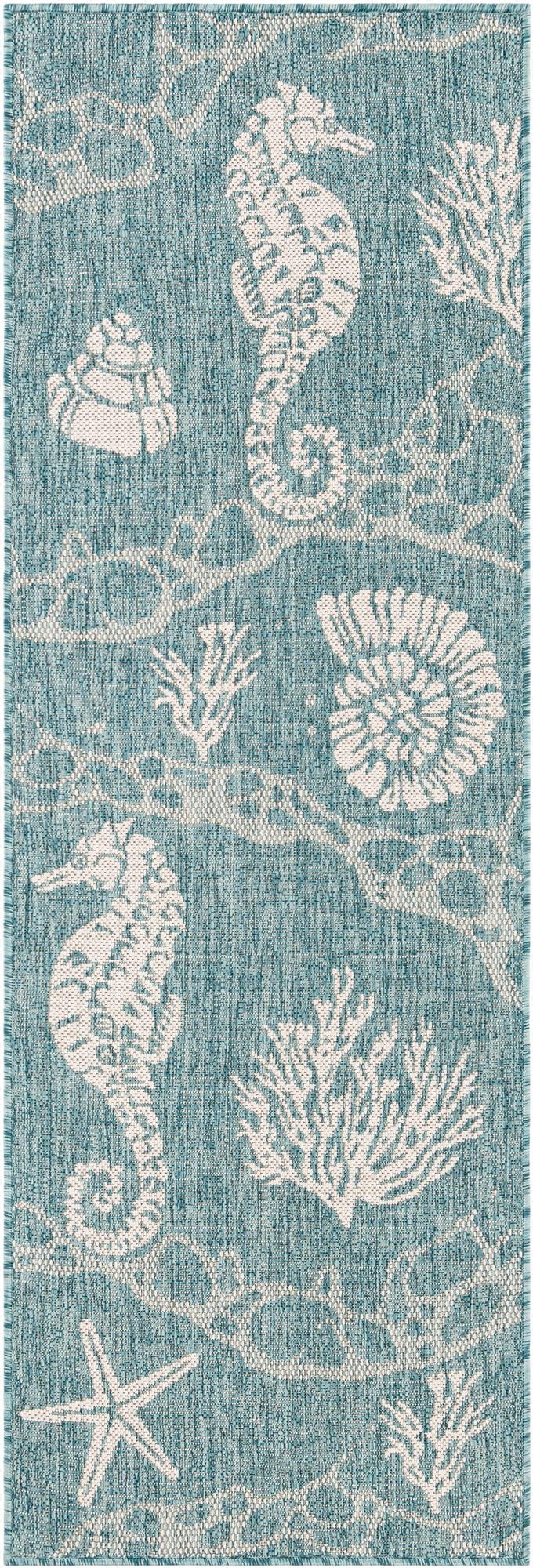 Primary image  2' x 6'  Washable Coastal Indoor / Outdoor Runner Rug