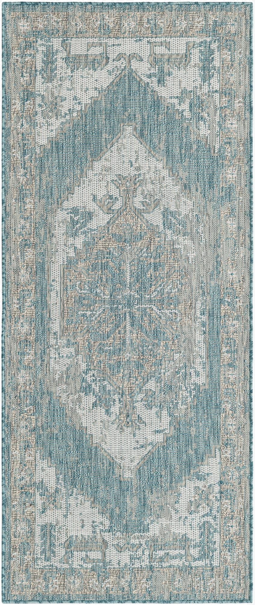  2' 6 x 6'  Washable Traditional Indoor / Outdoor Runner Rug