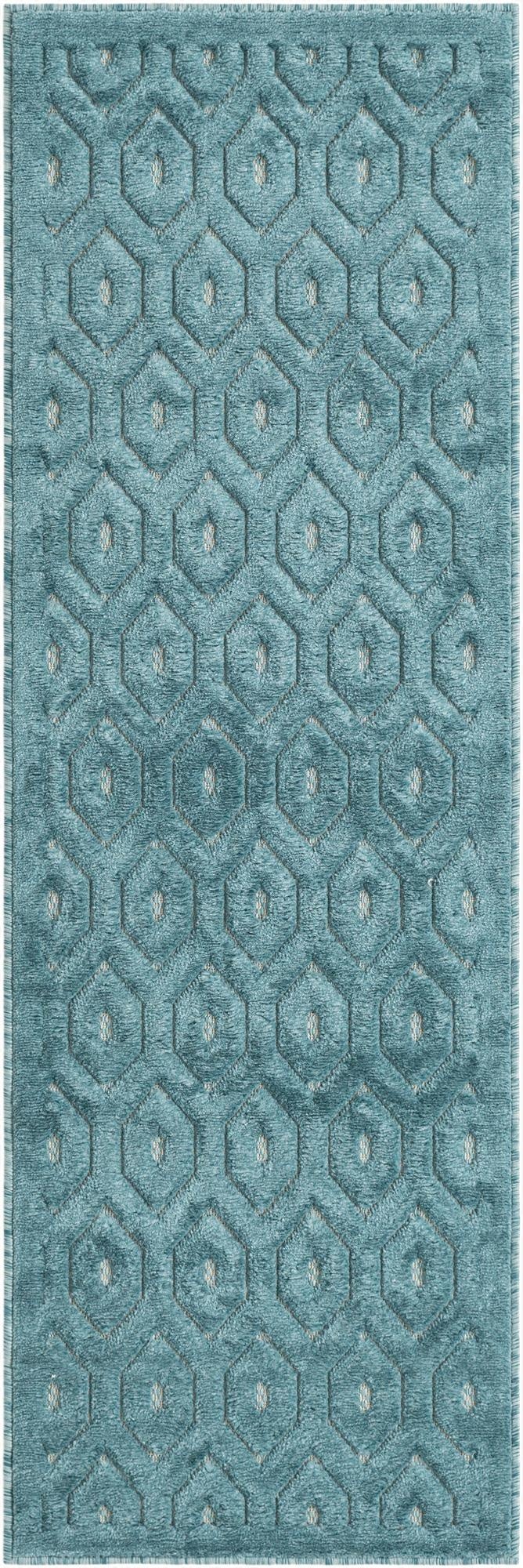  2' x 6'  Washable Trellis Textured Indoor / Outdoor Runner Rug