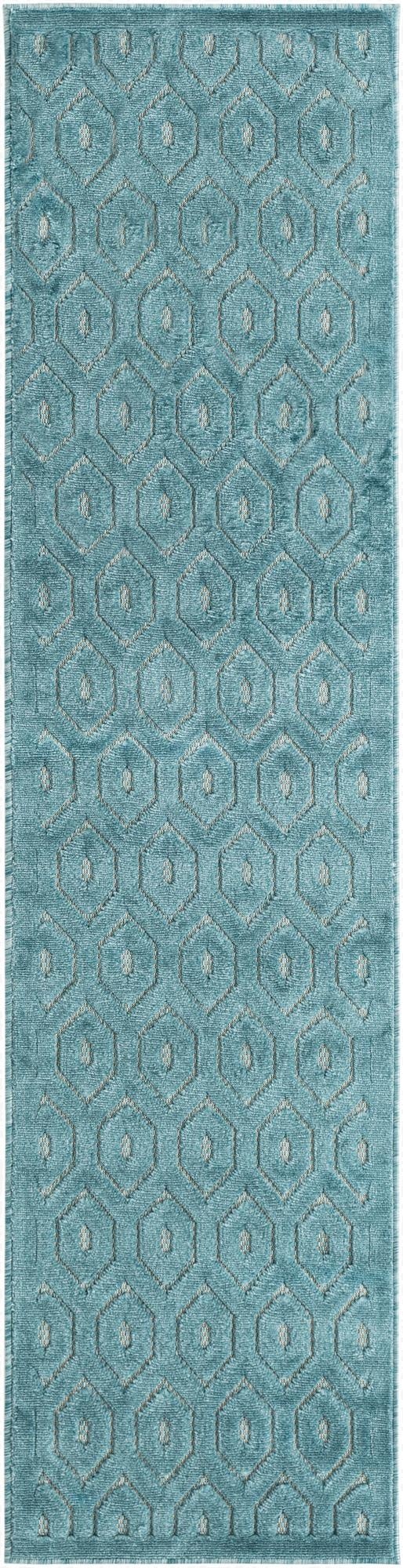  2' x 8'  Washable Trellis Textured Indoor / Outdoor Runner Rug