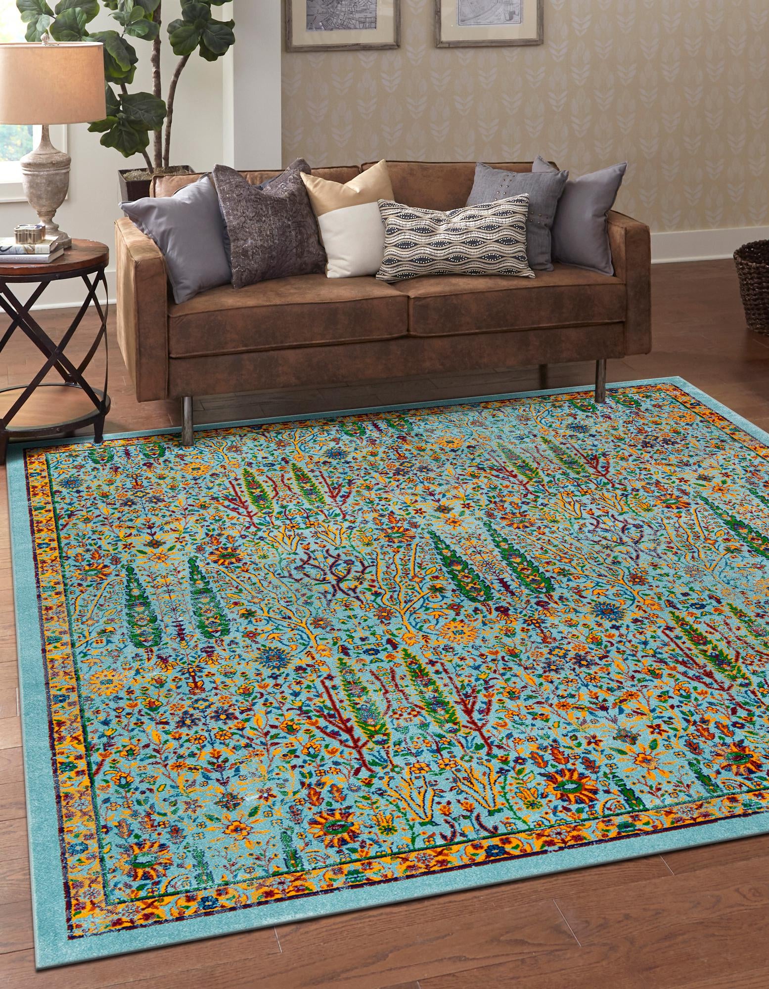 Aqua 10' x 10' Calypso Square Rug | Rugs.com
