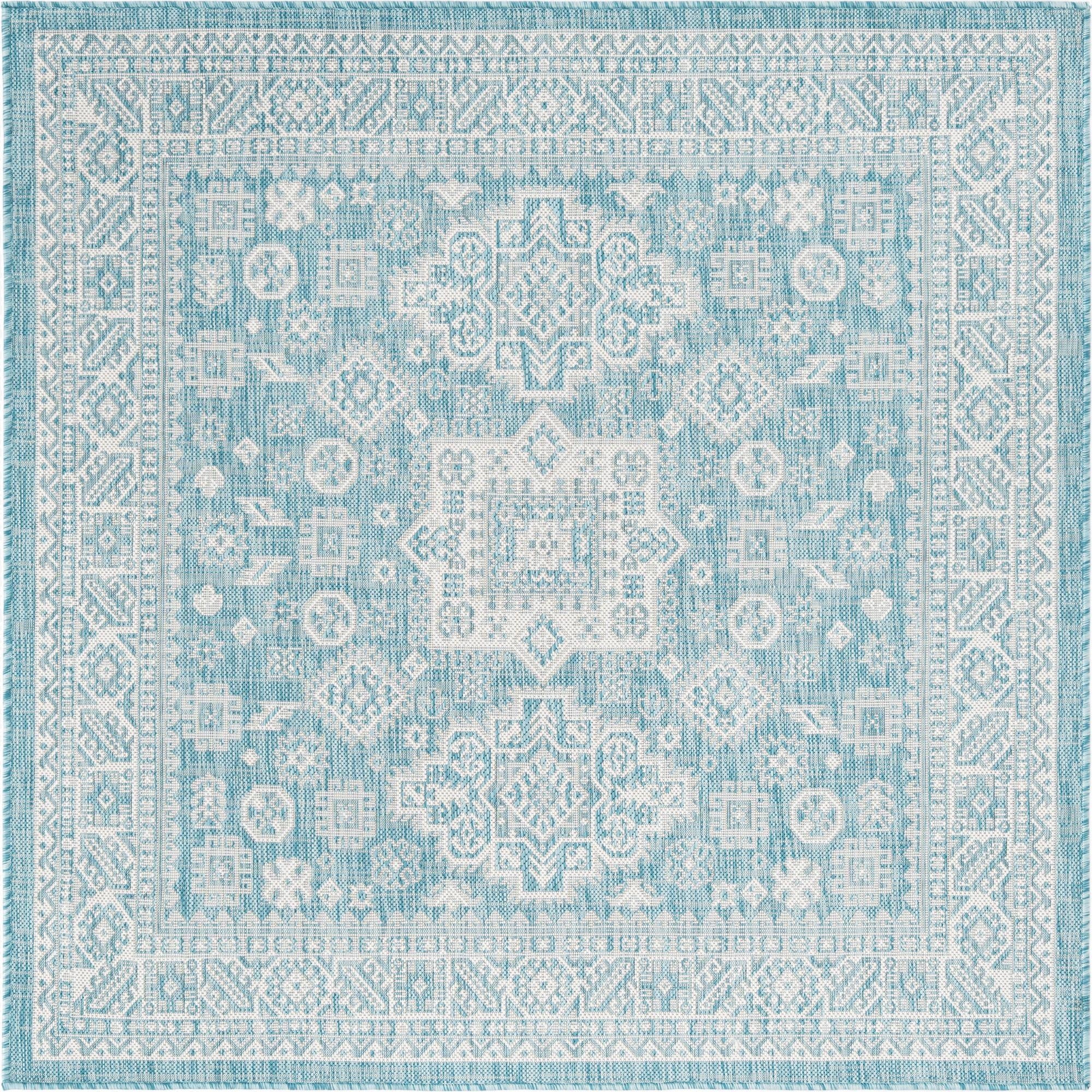  5' 3 x 5' 3  Washable Aztec Indoor / Outdoor Square Rug