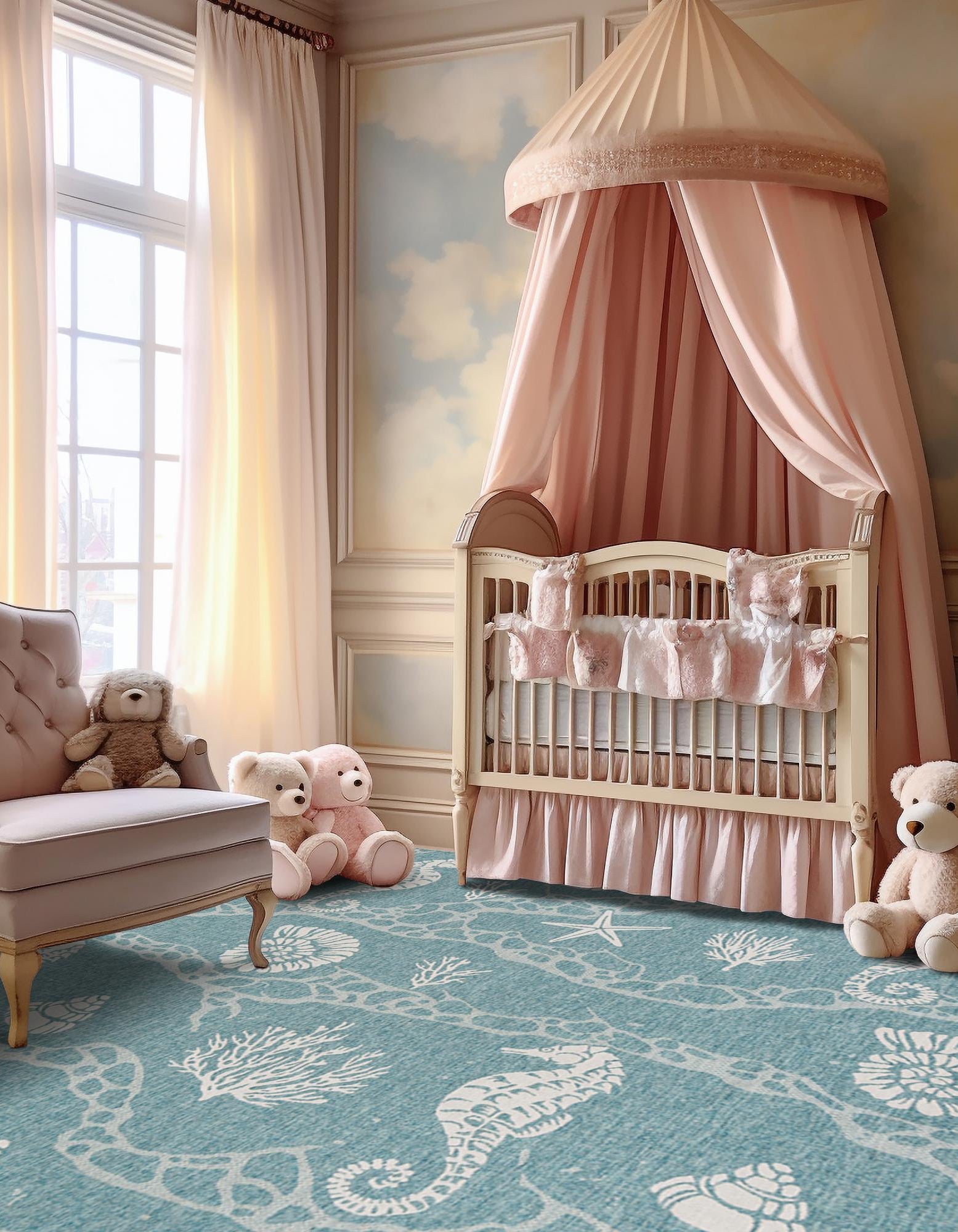 Aqua 10' x 10' Coastal Indoor / Outdoor Square Rug | Rugs.com