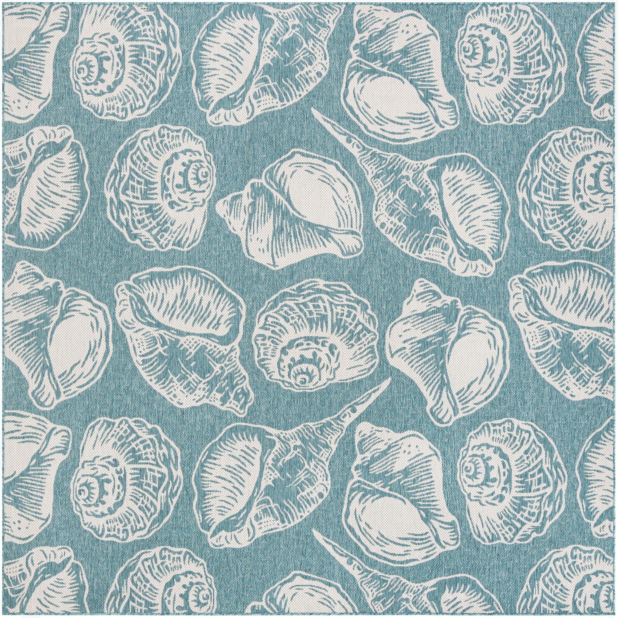  10' x 10'  Washable Coastal Indoor / Outdoor Square Rug