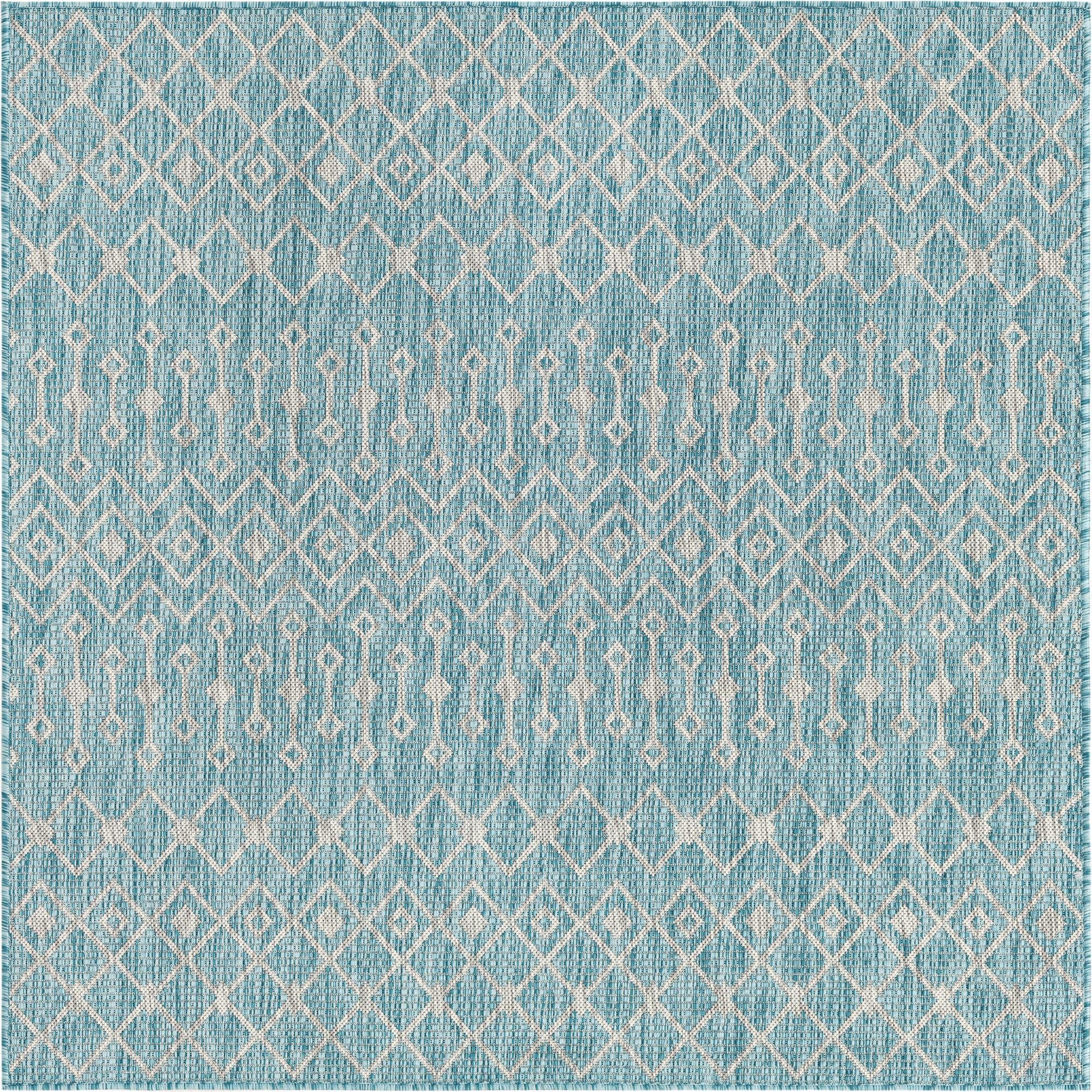  5' 3 x 5' 3  Washable Lattice Indoor / Outdoor Square Rug