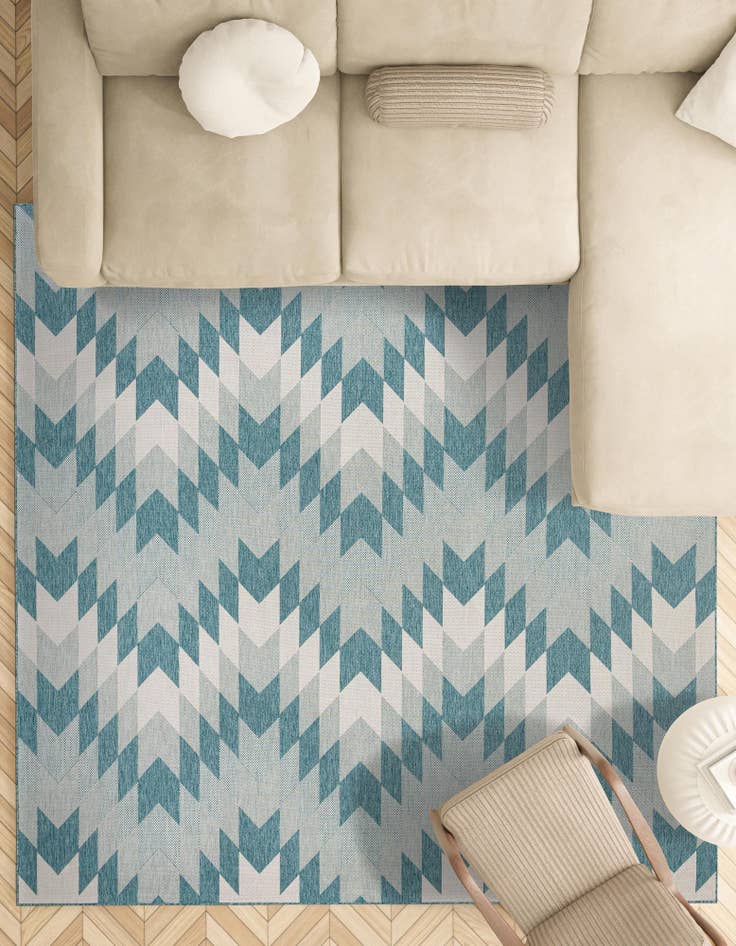 Detail image of  7' 10 x 7' 10  Washable Modern Indoor / Outdoor Square Rug