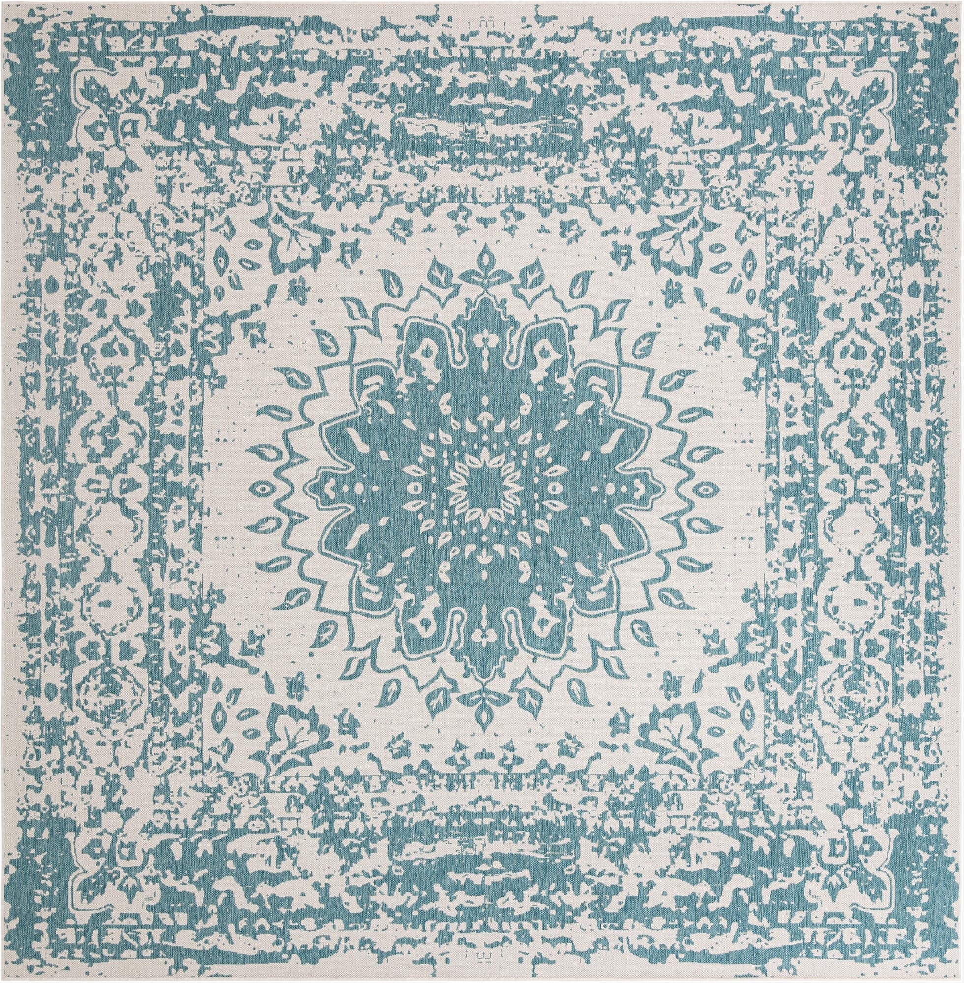  13' x 13'  Washable Traditional Indoor / Outdoor Square Rug
