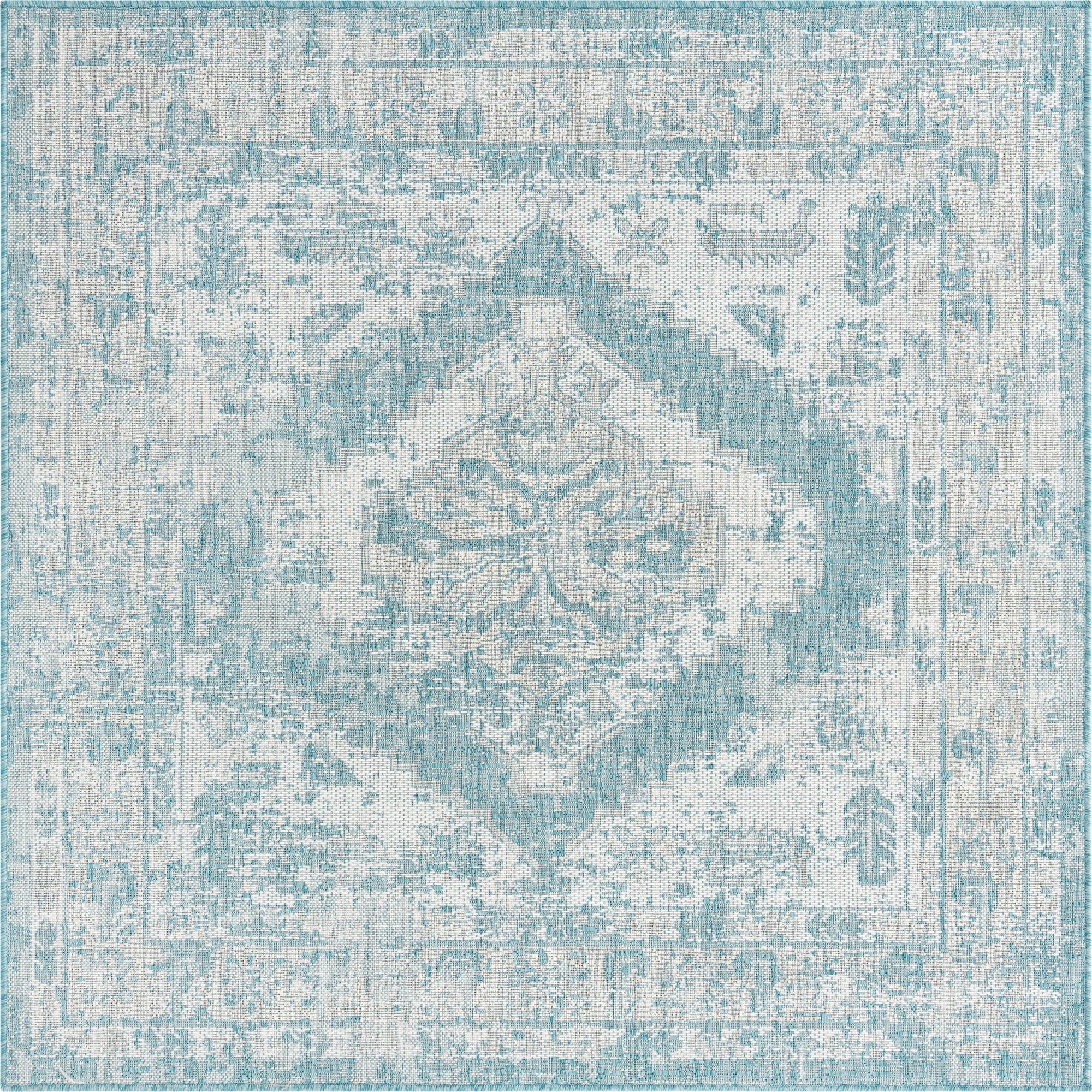 Primary image  5' 3 x 5' 3  Washable Traditional Indoor / Outdoor Square Rug