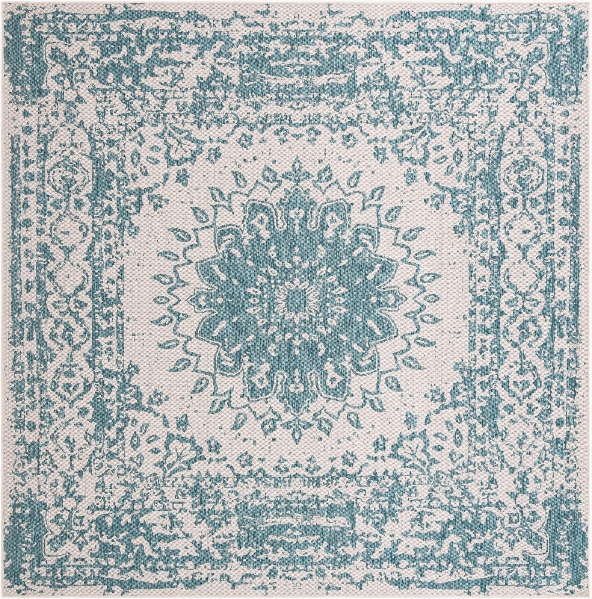  10' x 10'  Washable Traditional Indoor / Outdoor Square Rug