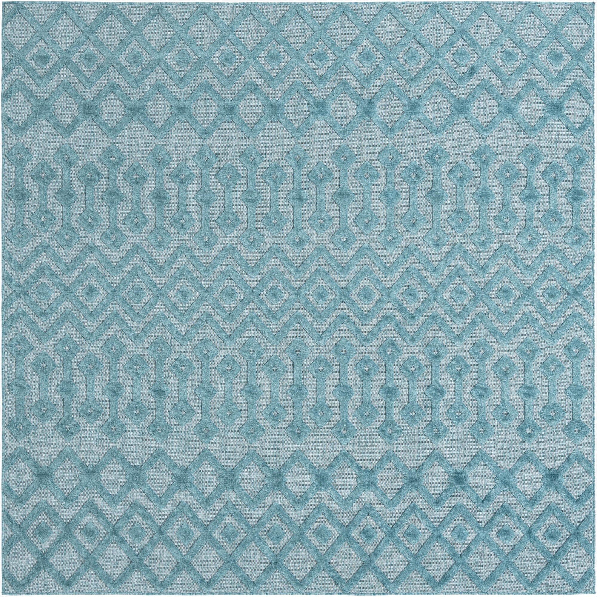  7' 10 x 7' 10  Washable Trellis Textured Indoor / Outdoor Square Rug