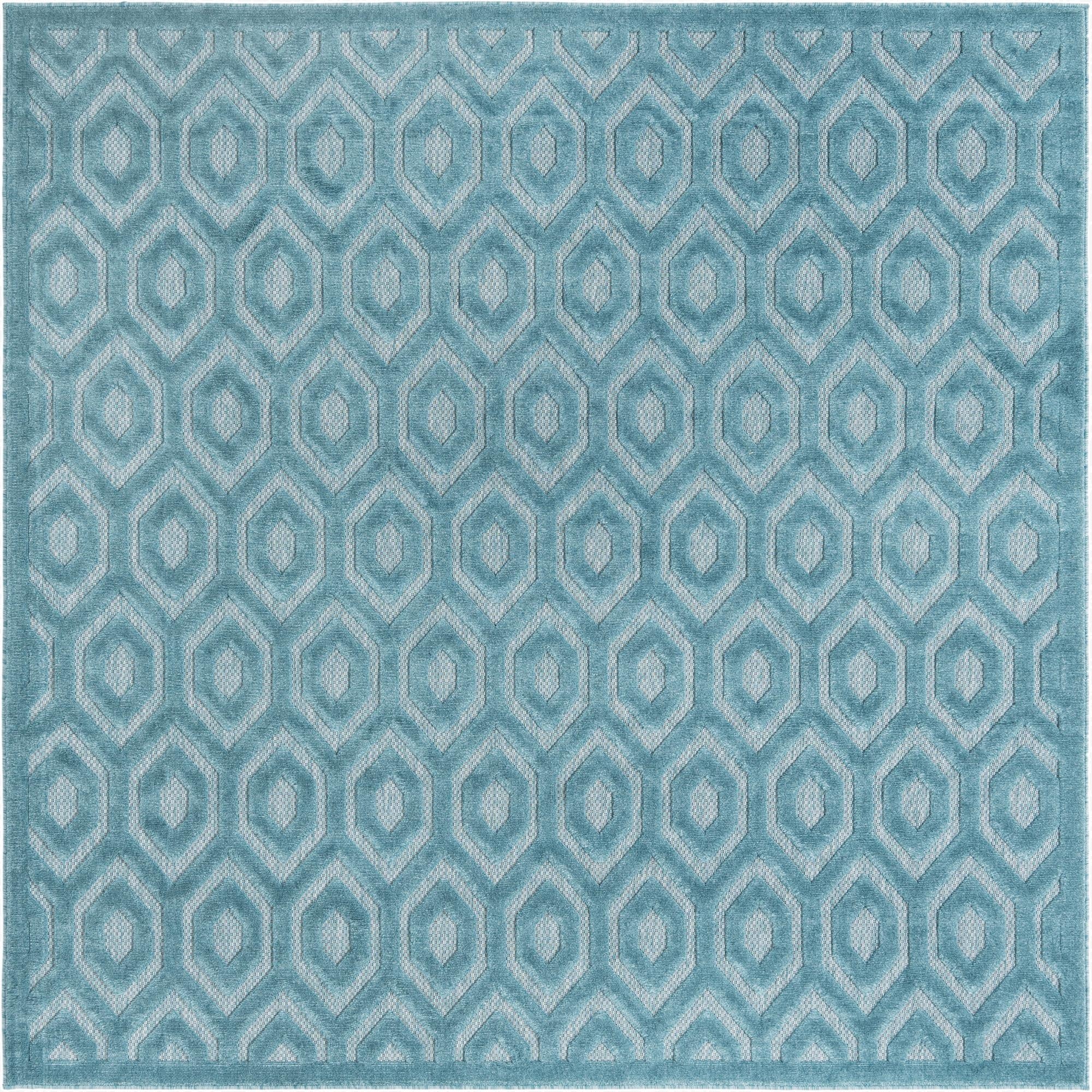  7' 10 x 7' 10  Washable Trellis Textured Indoor / Outdoor Square Rug
