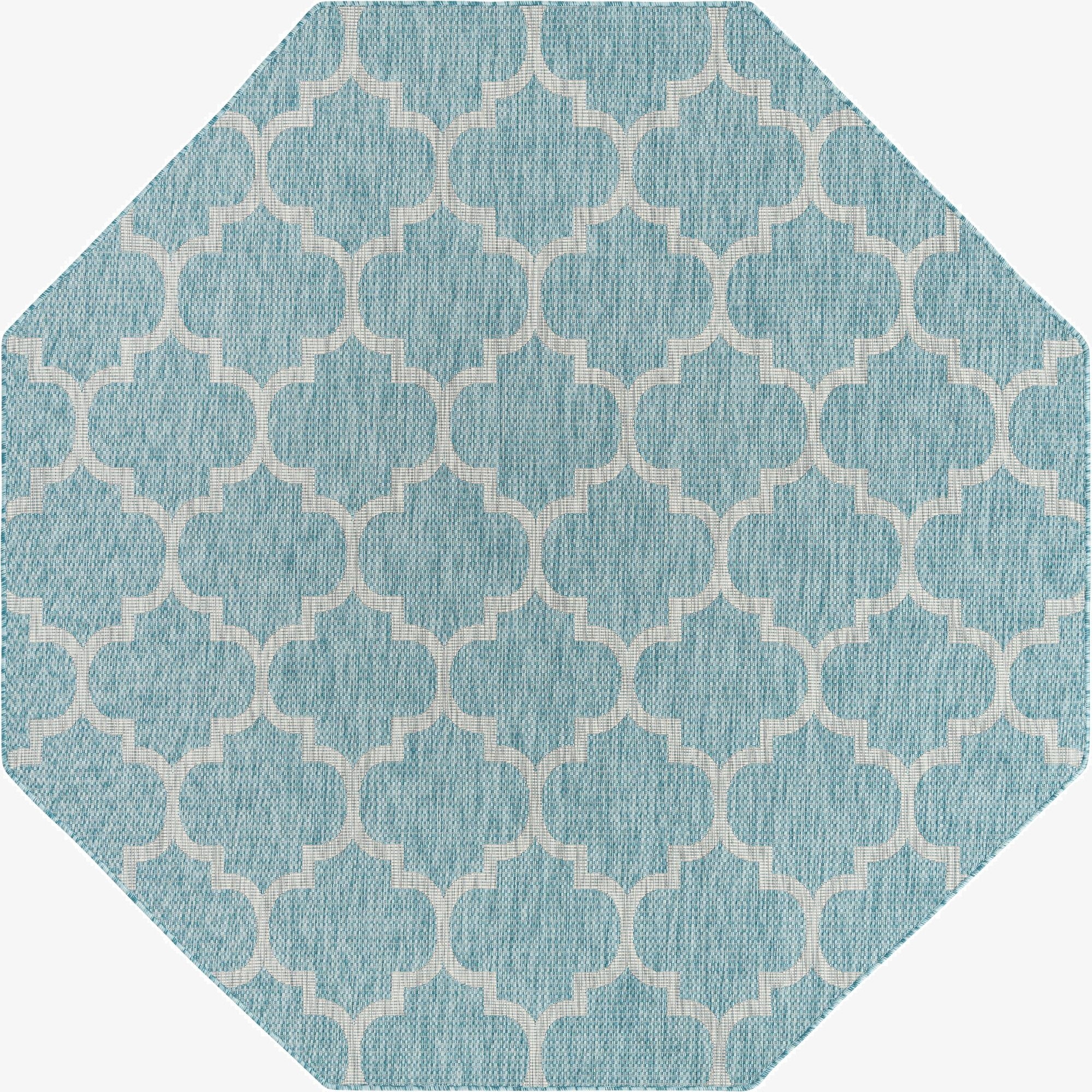  7' 10 x 7' 10  Washable Lattice Indoor / Outdoor Octagon Rug