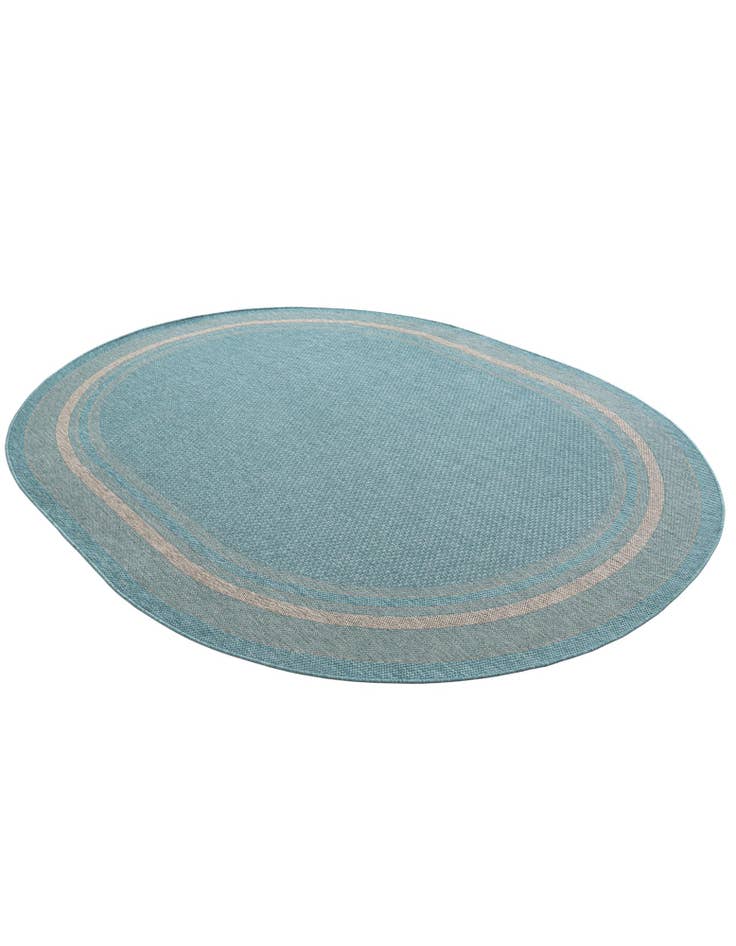 Detail image of  7' 10 x 10'  Washable Border Indoor / Outdoor Oval Rug