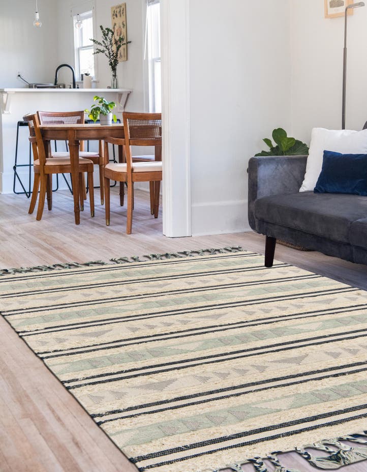  Custom Aquamarine  Hand Woven Arizona Wool Rug