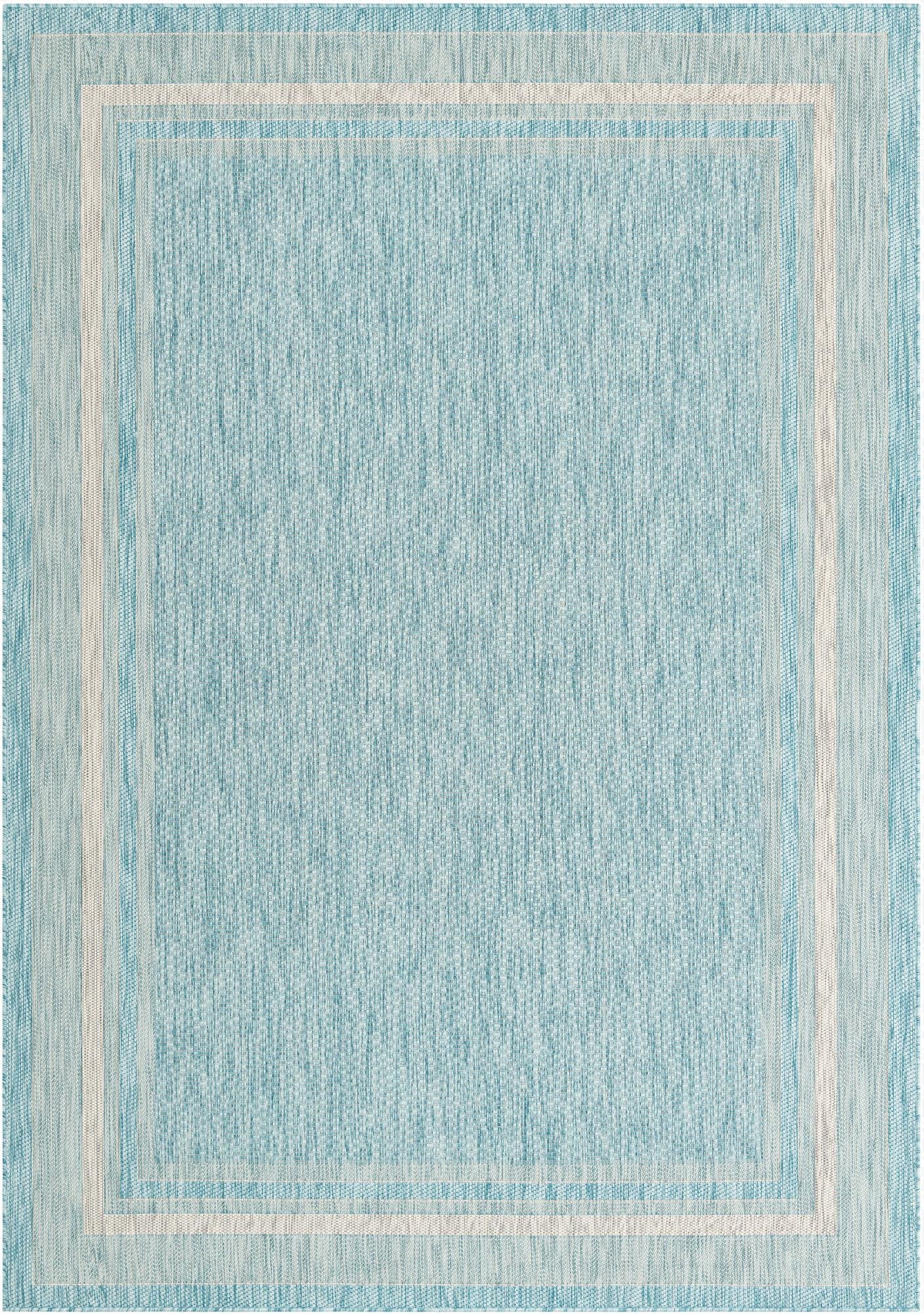 Primary image  7' x 10'  Washable Border Indoor / Outdoor Rug