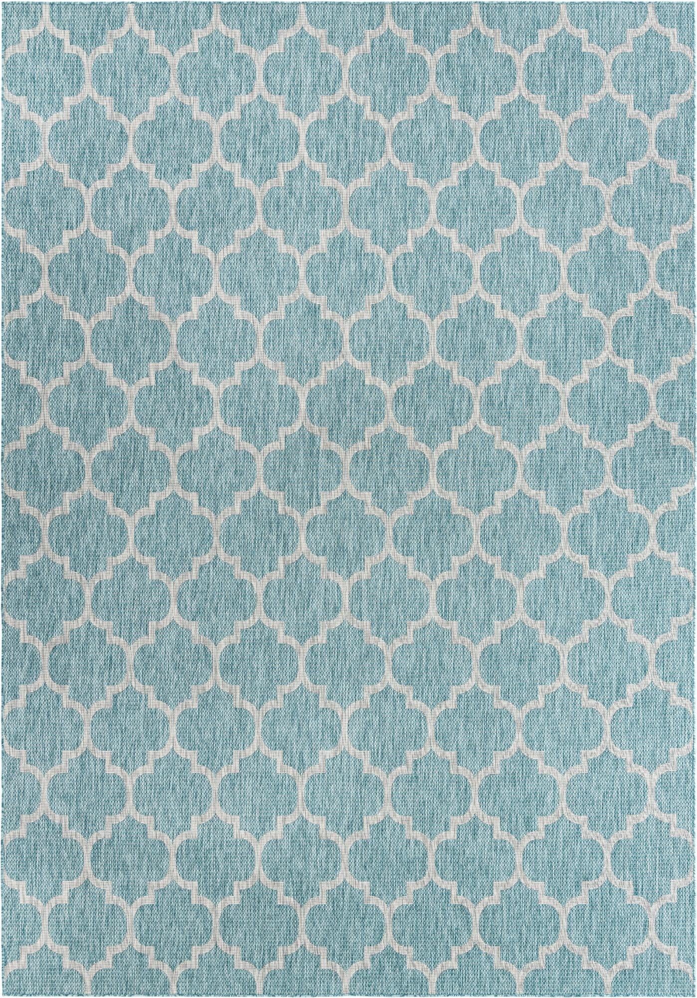 Lattice Design Rugs Aquamarine 10' x 14' Lattice Indoor / Outdoor Rug | Rugs.com