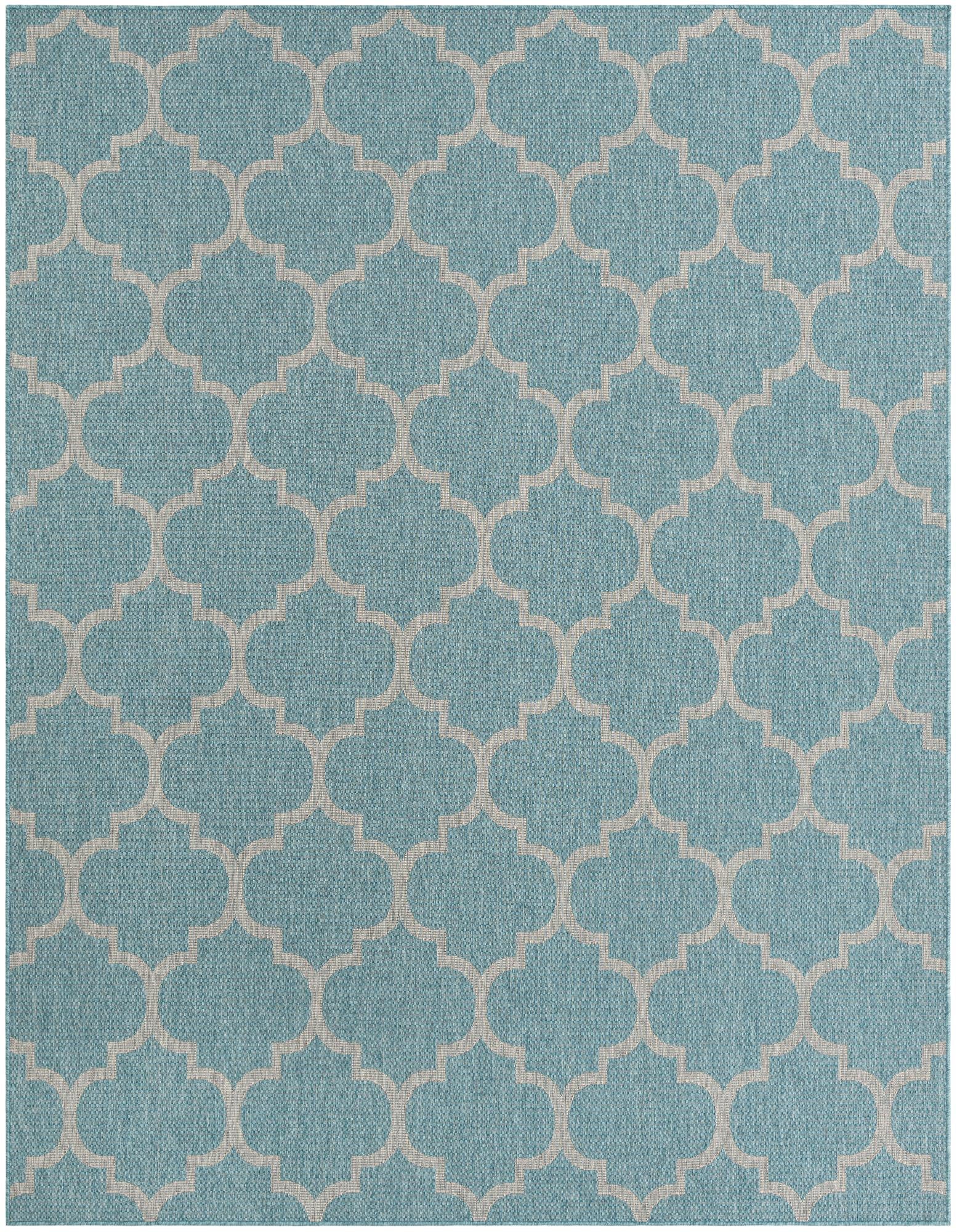  7' 10 x 10'  Washable Lattice Indoor / Outdoor Rug