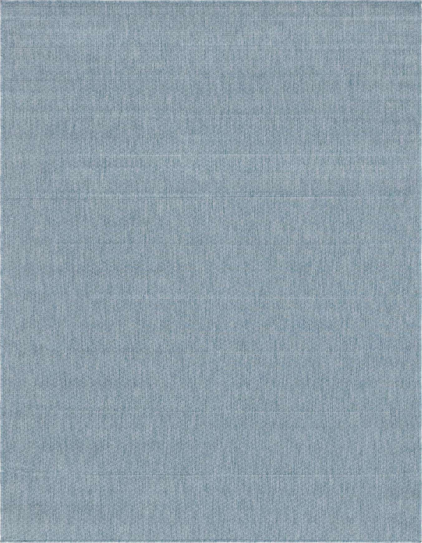 A 6x9 rectangular blue flatweave rug with a subtle textured solid pattern, suitable for indoor or outdoor spaces.