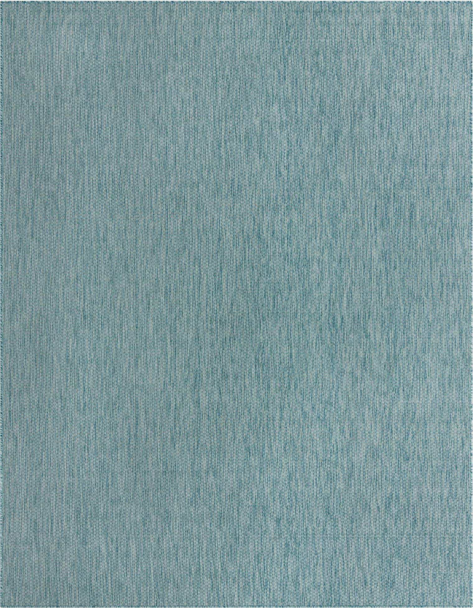 A 9x12 rectangular blue flatweave rug with a subtle textured, solid modern pattern, suitable for indoor or outdoor use.