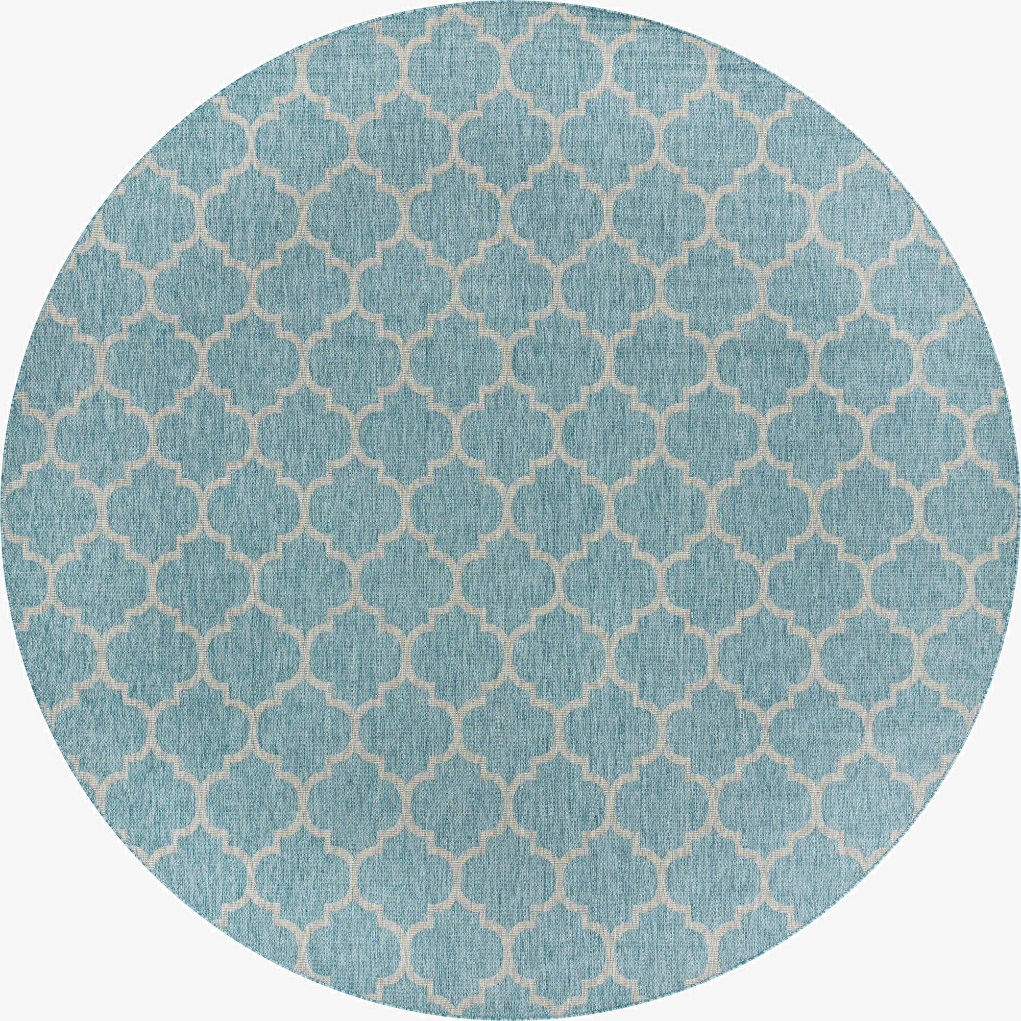  13' x 13'  Washable Lattice Indoor / Outdoor Round Rug