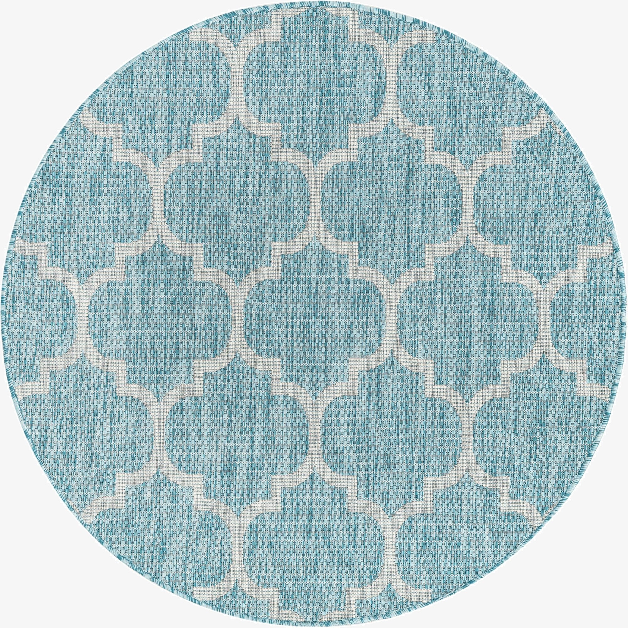  4' x 4'  Washable Lattice Indoor / Outdoor Round Rug