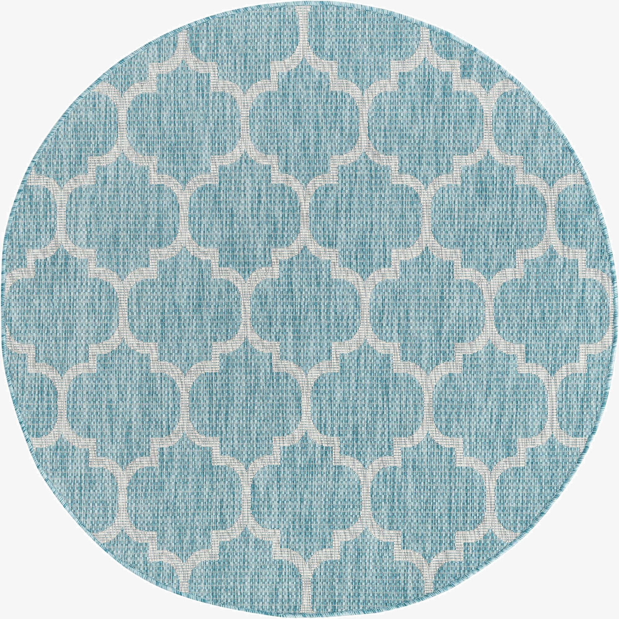  5' 3 x 5' 3  Washable Lattice Indoor / Outdoor Round Rug