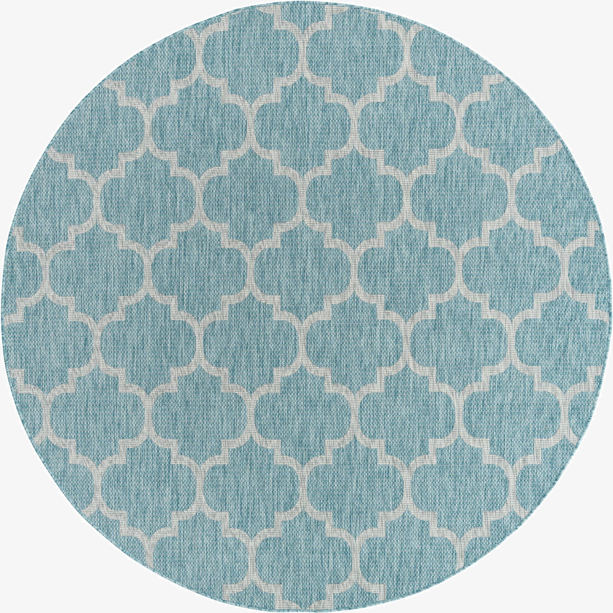  7' 10 x 7' 10  Washable Lattice Indoor / Outdoor Round Rug