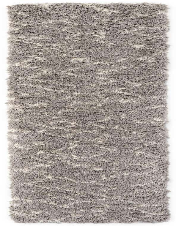 A 10 ft runner rug in shades of gray and silver with a modern shag texture, ideal for a hallway.
