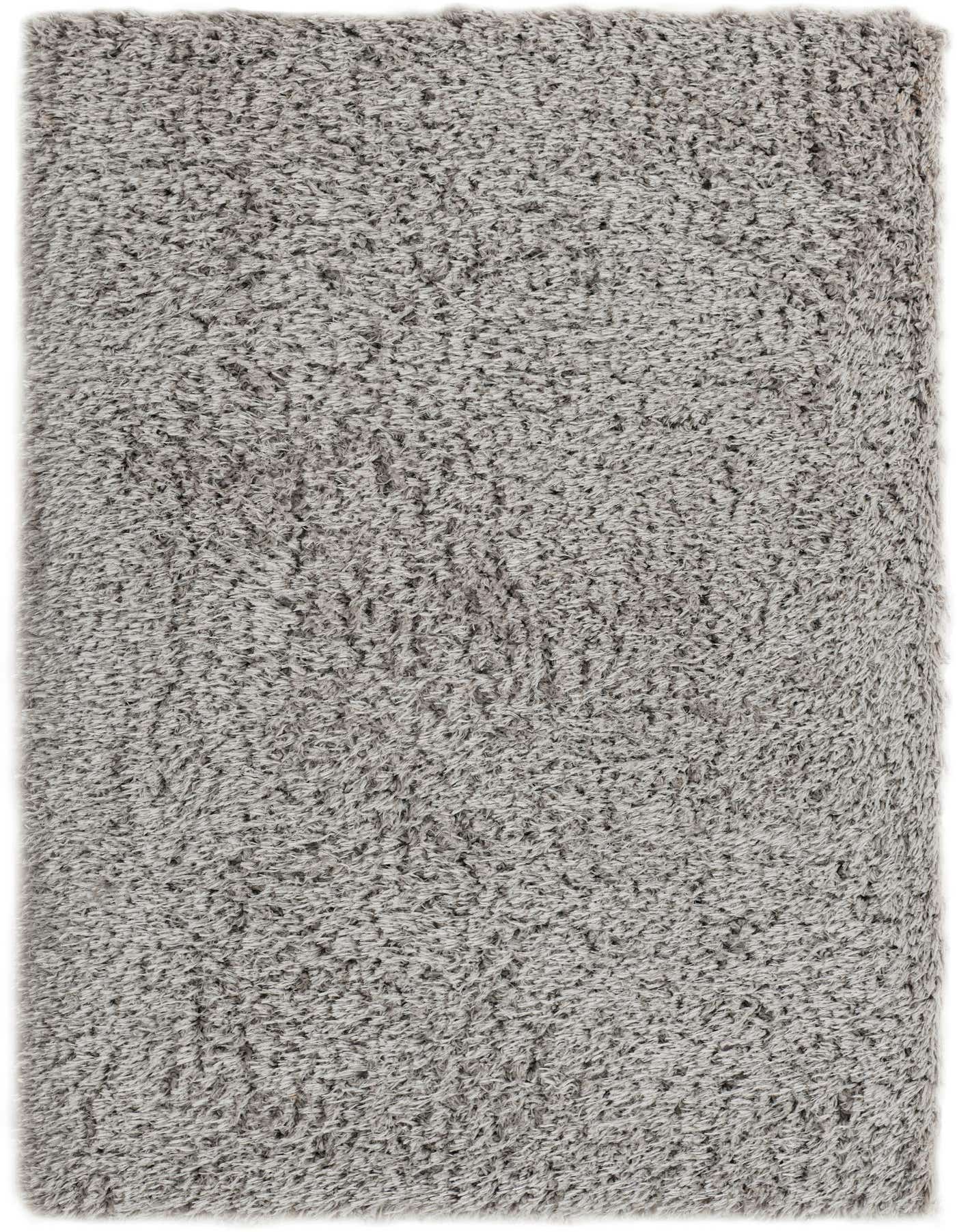 A soft, rectangular 4x6 gray shag area rug with a textured pile, perfect for a modern living room.