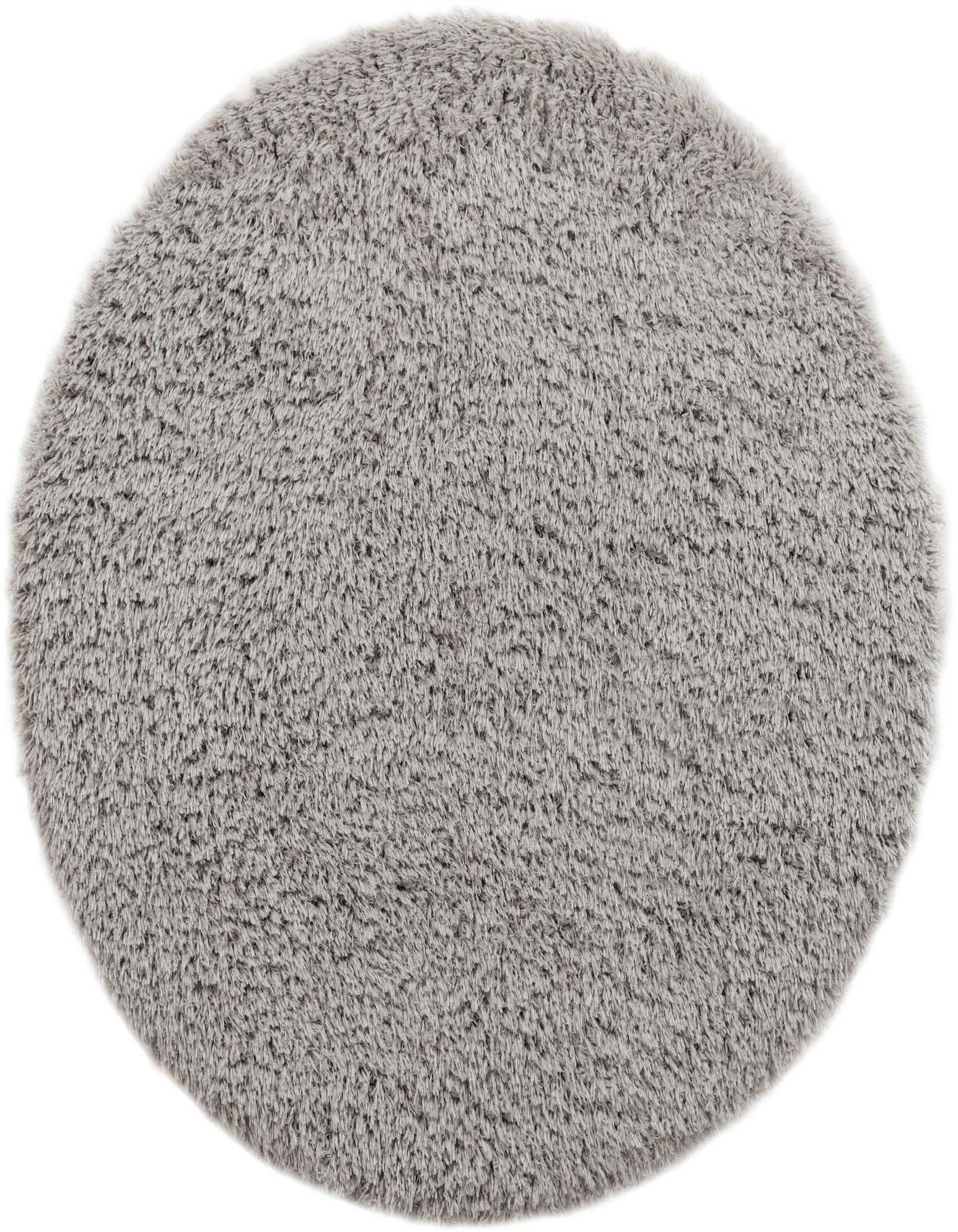 A soft, plush 3' 3 round gray shag rug with a textured pile, perfect for adding comfort to any indoor space.