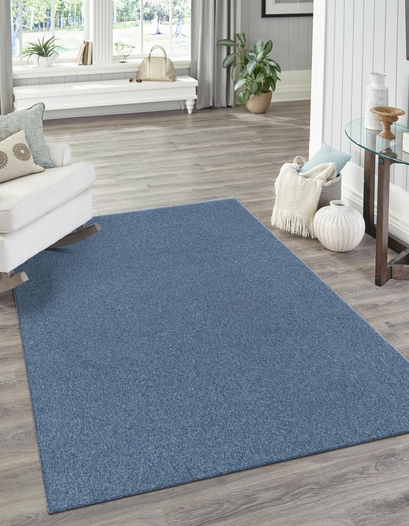 Azure Blue 5' 3 x 8' Everyday Solid Rug | Rugs.com