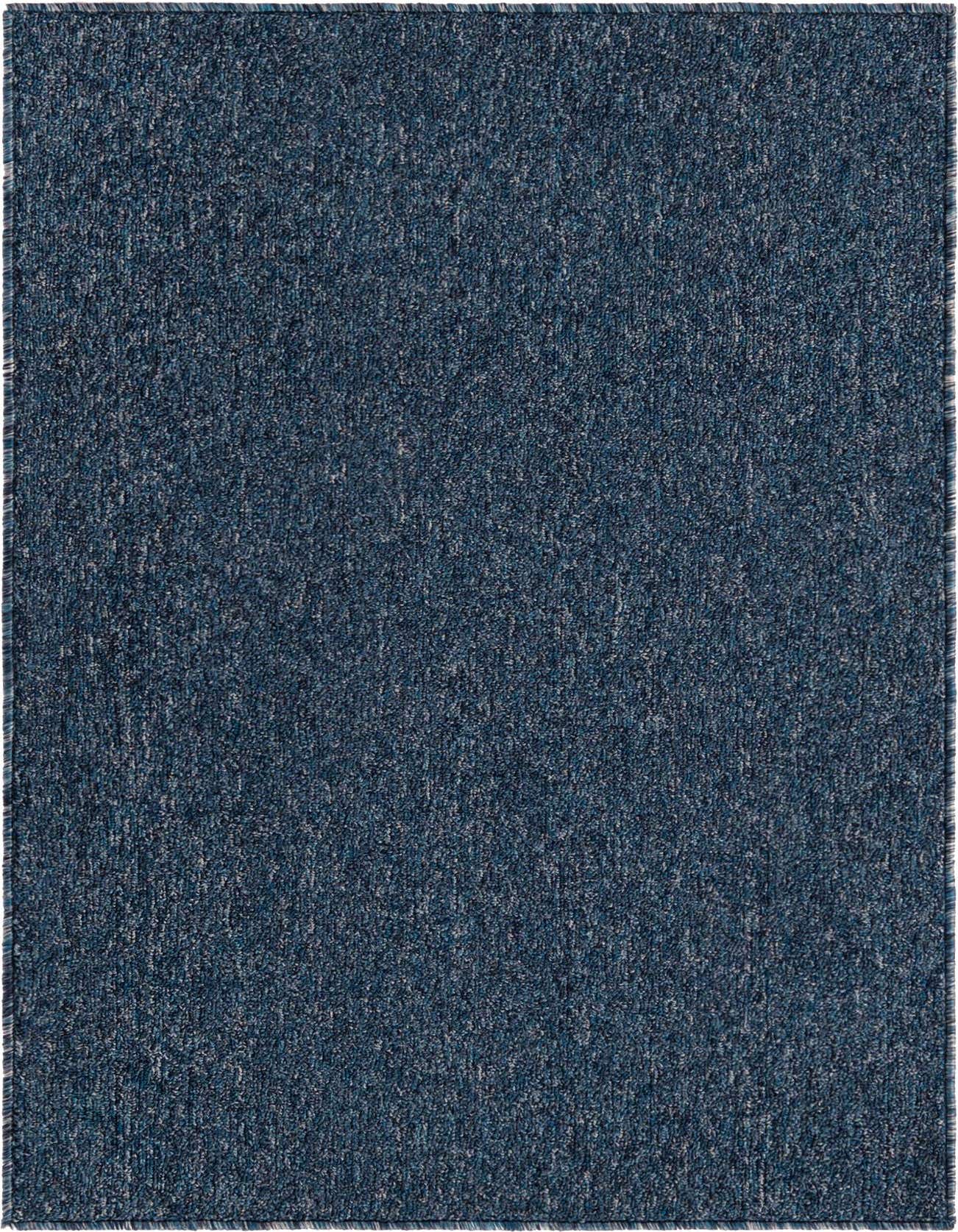 A 2x3 rectangular Everyday Solid rug in various shades of blue, showcasing its thin, modern texture.