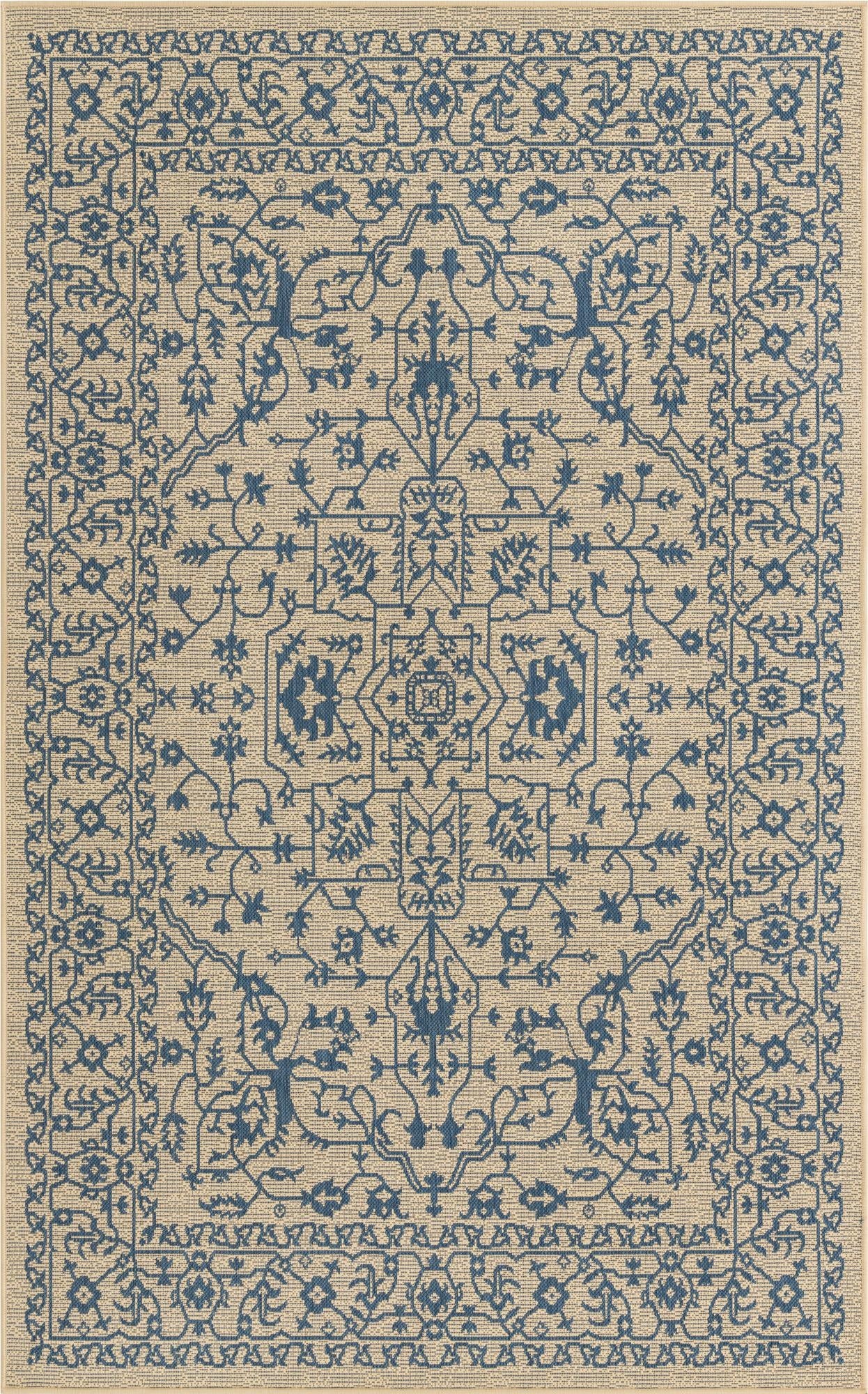  5' 3 x 8'  Washable Botanical Indoor / Outdoor Rug