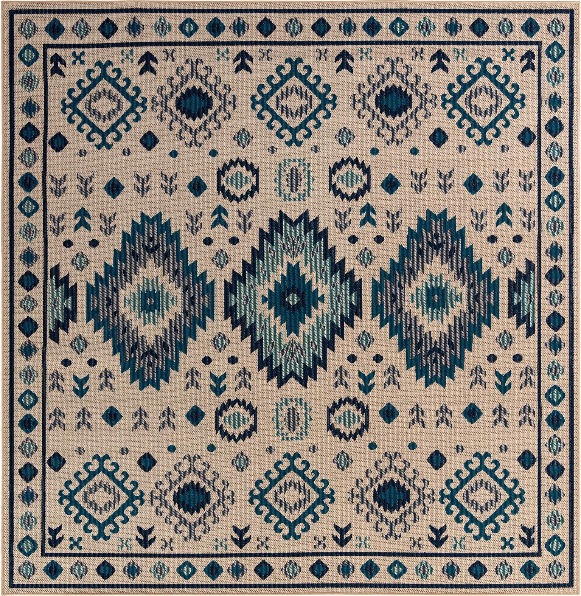  10' x 10'  Washable Baja Indoor / Outdoor Square Rug