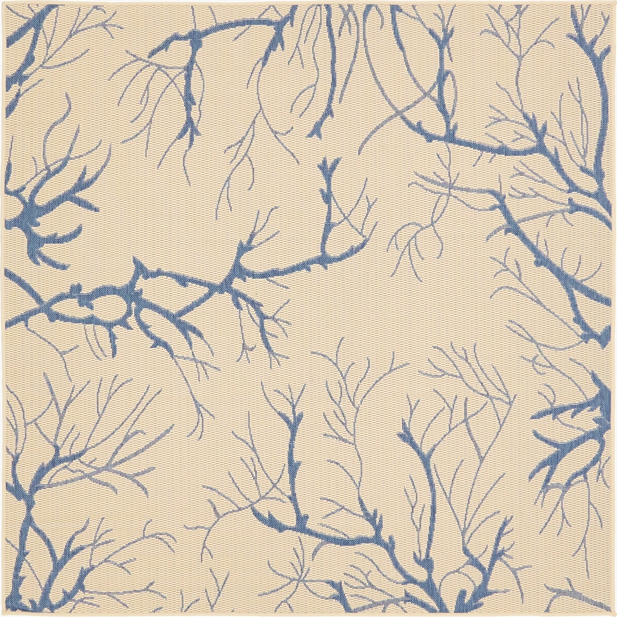  6' x 6'  Washable Botanical Indoor / Outdoor Square Rug