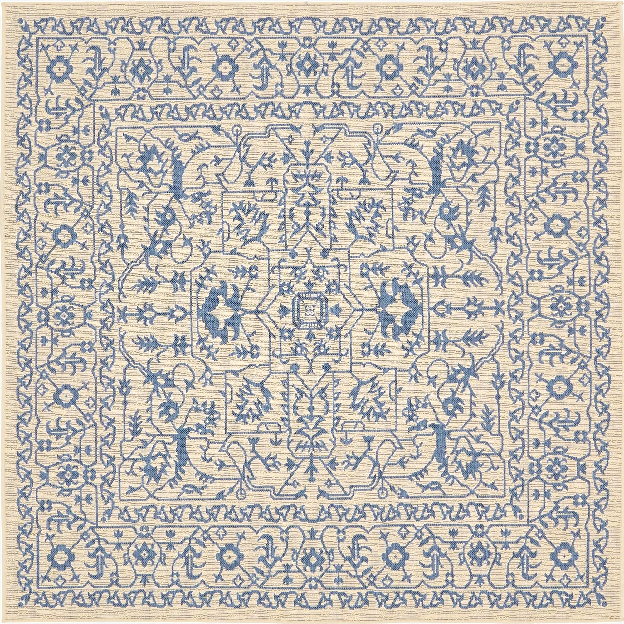  6' x 6'  Washable Botanical Indoor / Outdoor Square Rug