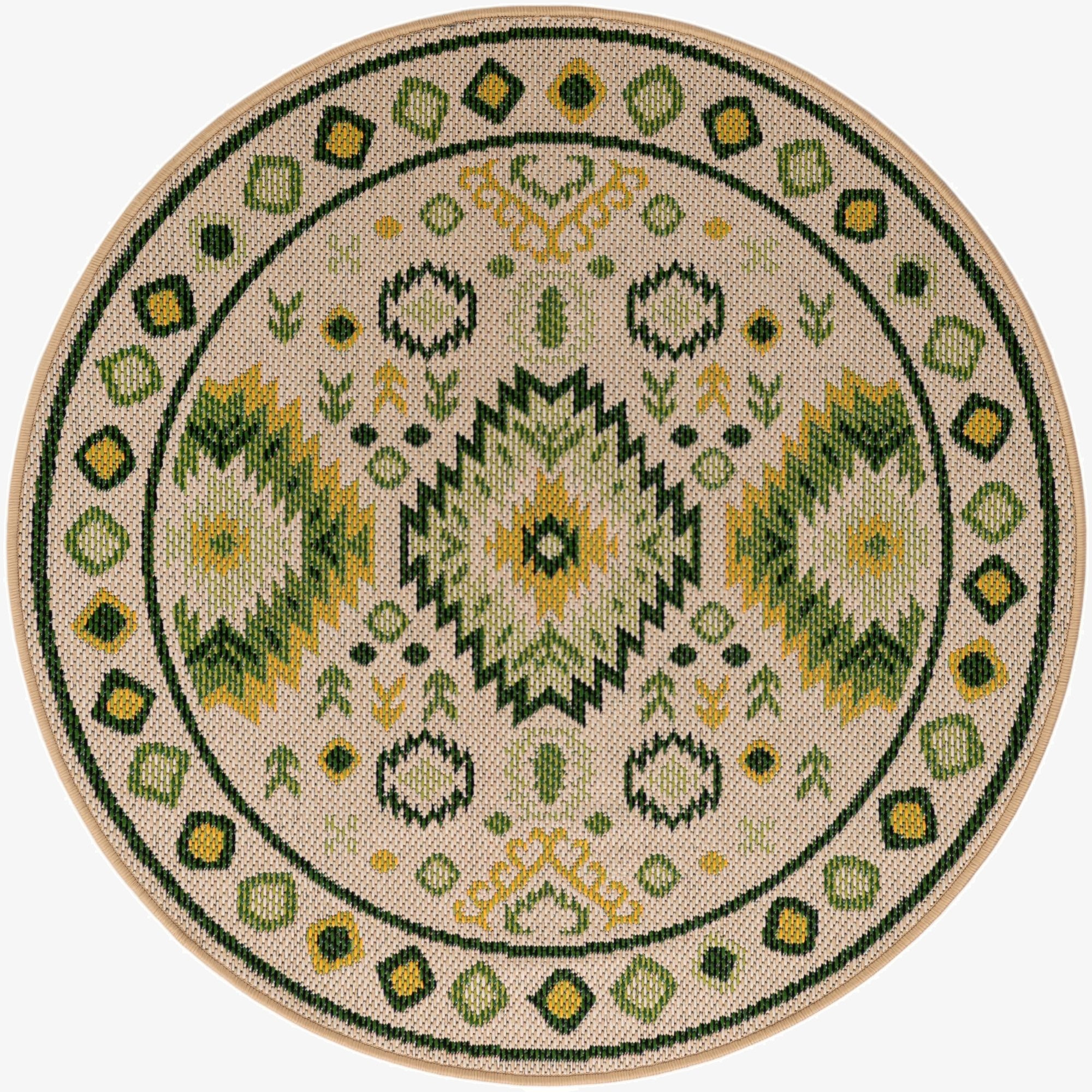  4' x 4'  Washable Baja Indoor / Outdoor Round Rug