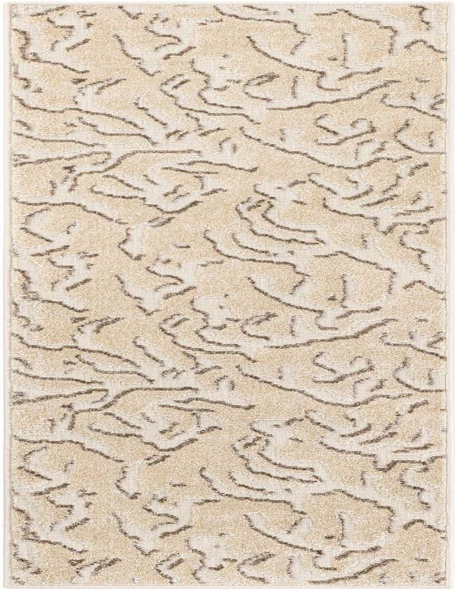 A 6 ft runner rug with an abstract modern pattern in ivory, cream, and white, featuring a textured medium pile.