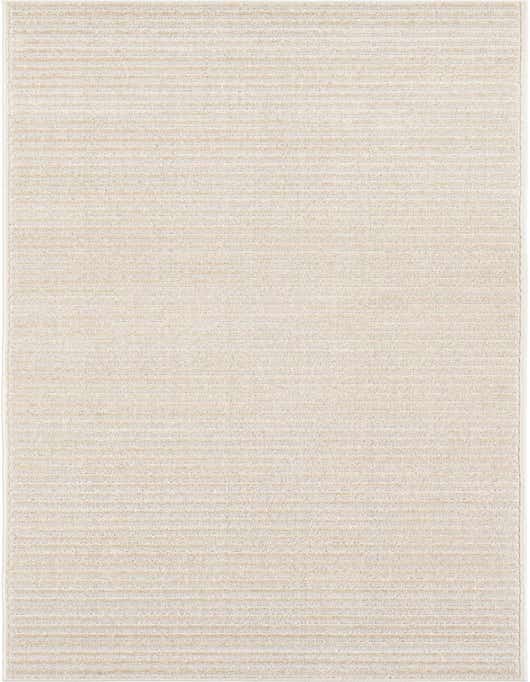 A 10 ft runner rug from the Sabrina Soto Outdoor collection, featuring a modern textured stripe pattern in ivory and cream.