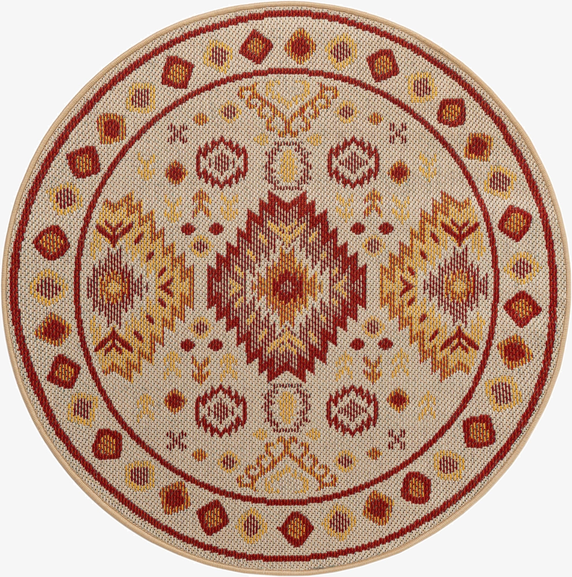 4' x 4'  Washable Baja Indoor / Outdoor Round Rug