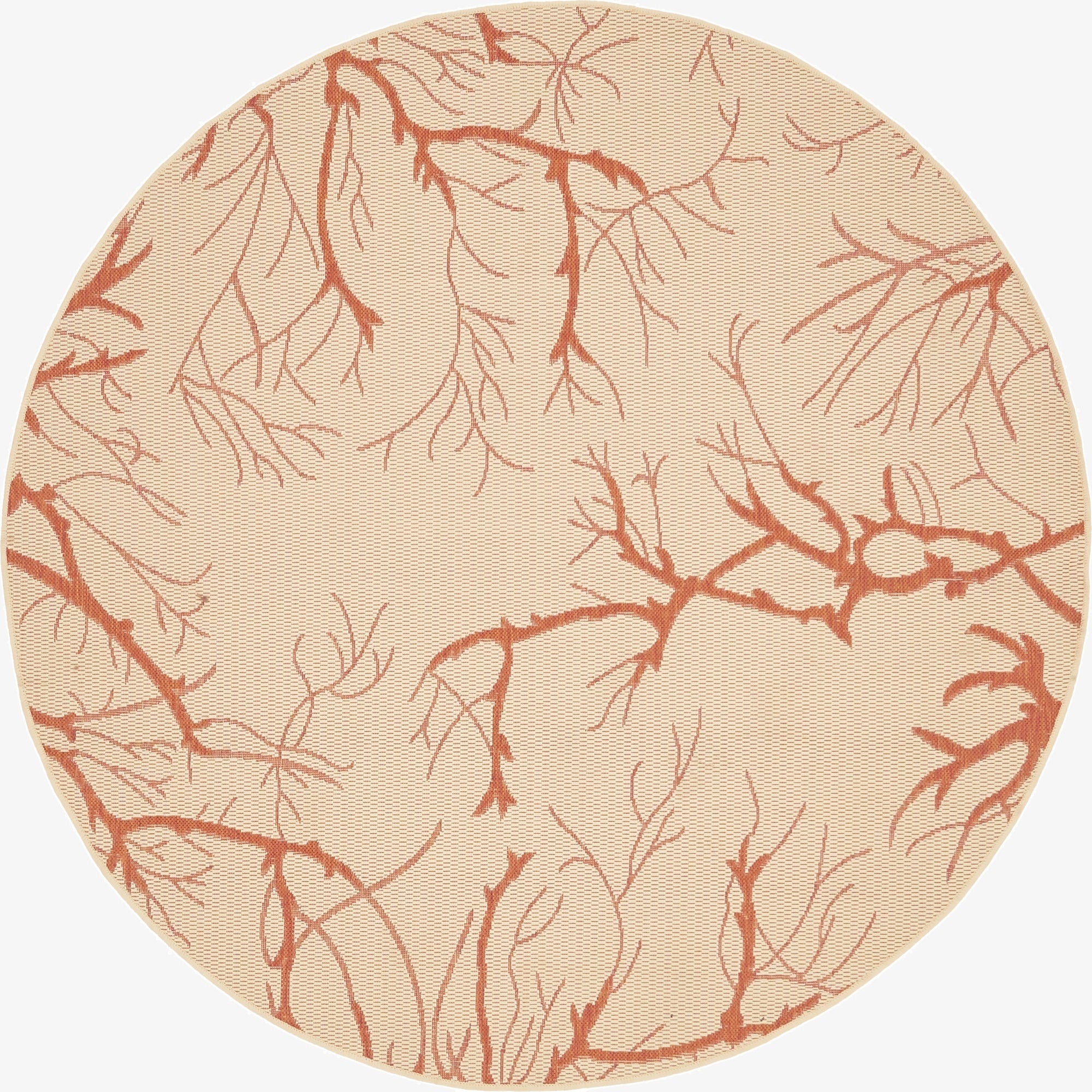  6' x 6'  Washable Botanical Indoor / Outdoor Round Rug