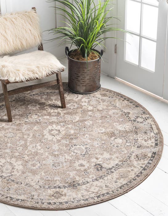 Beige Brown 10' x 10' Madeline Round Rug | Rugs.com