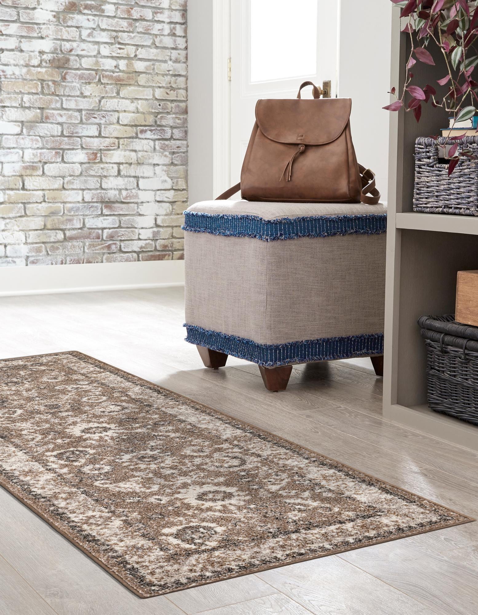 Beige Brown 2' 2 x 6' Madeline Runner Rug | Rugs.com