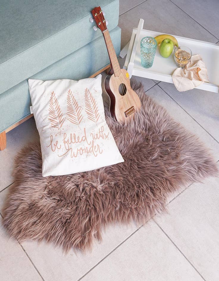 Detail image of  1' 10 x 3' Natural Sheepskin Freeform Rug