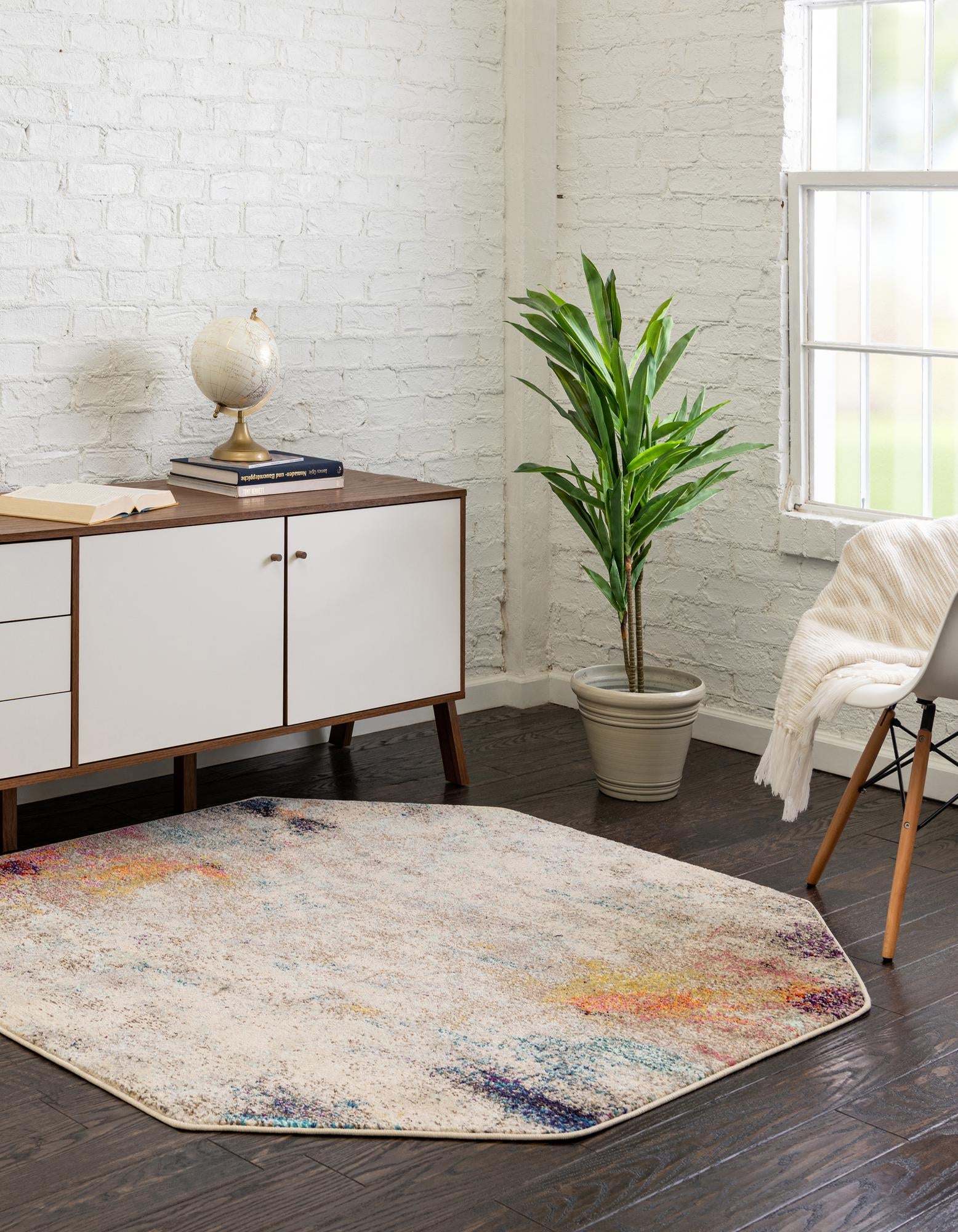 Beige 8' x 8' Theia Octagon Rug | Rugs.com