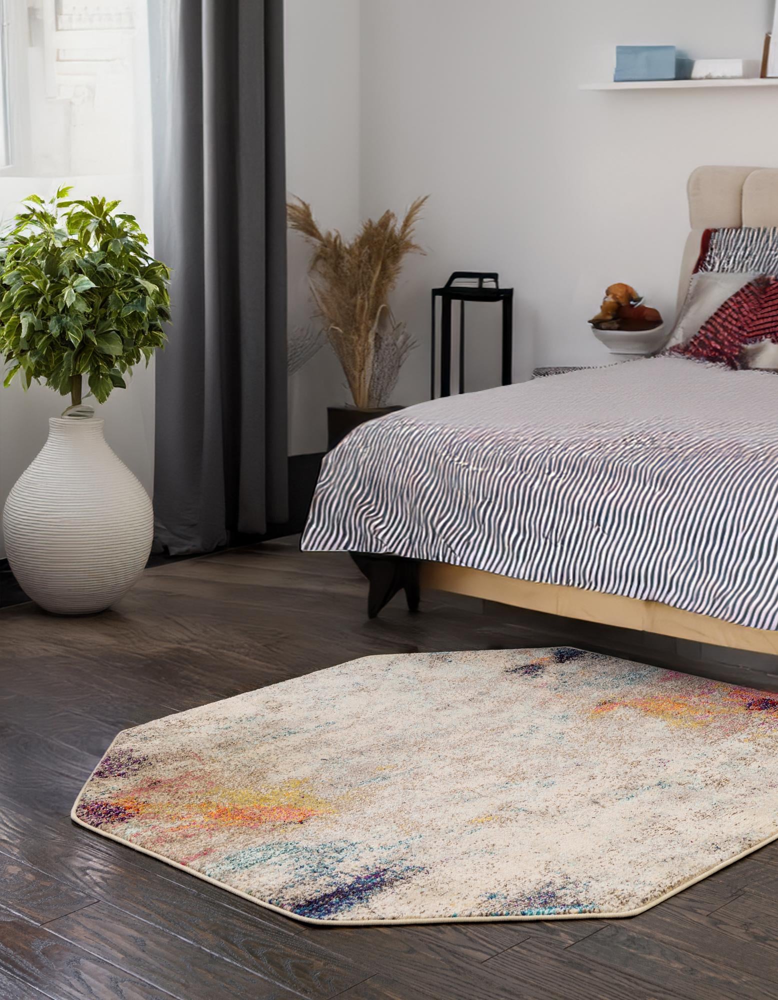 Beige 8' x 8' Theia Octagon Rug | Rugs.com