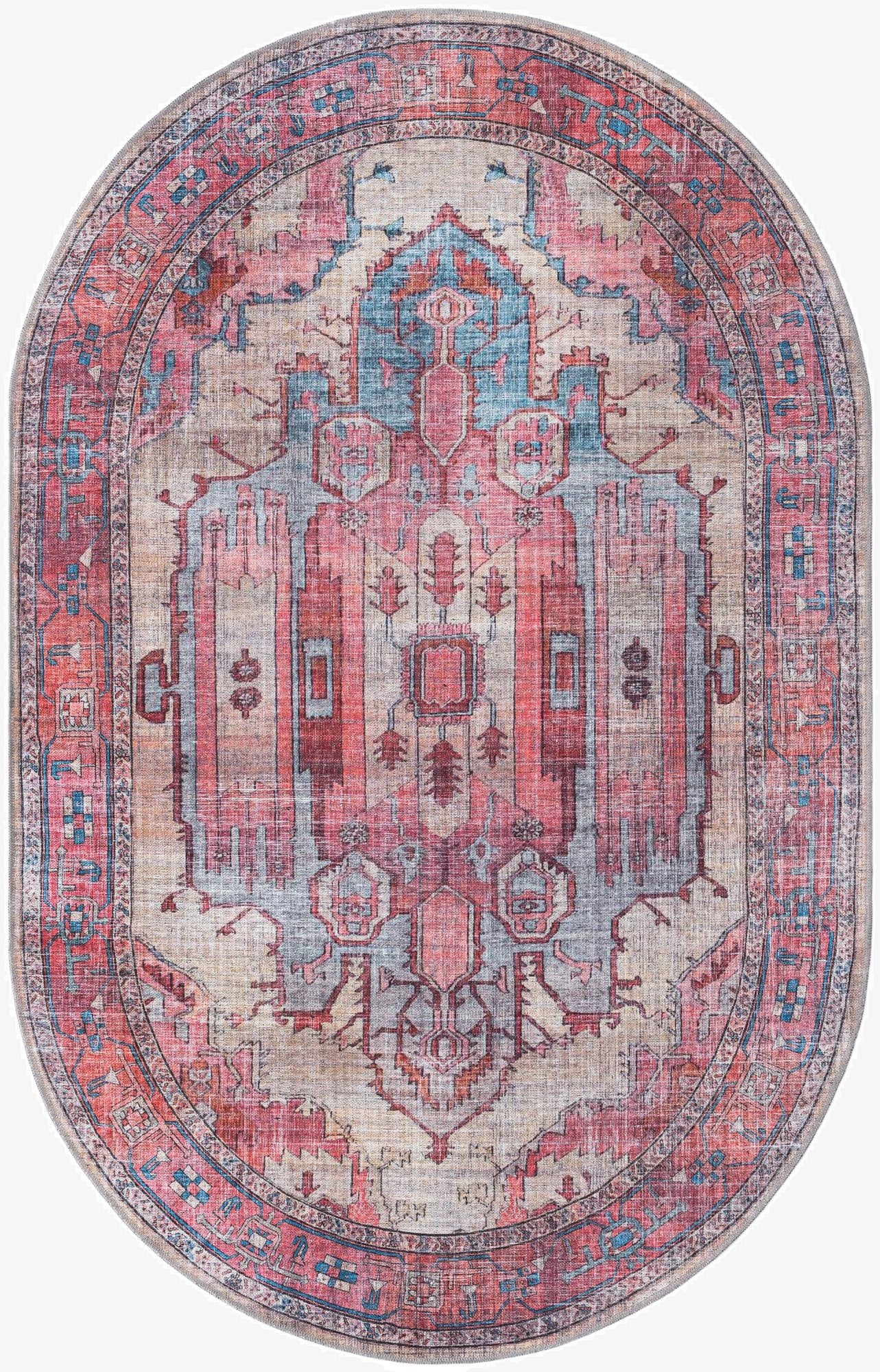 Primary image  5' 3 x 8'  Washable Maahru Oval Rug